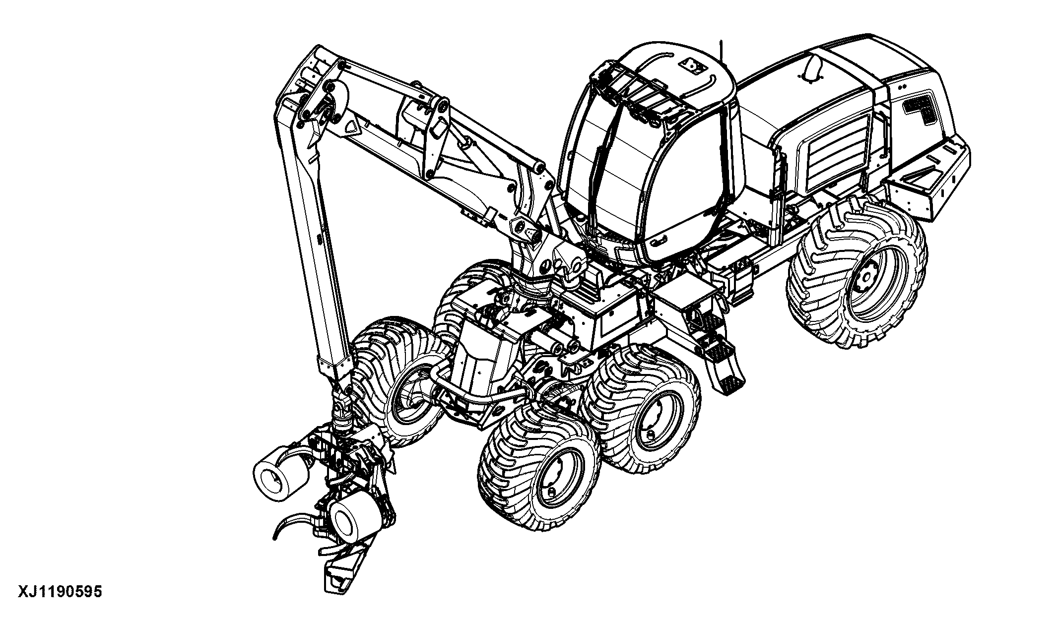 1270E Wheeled Harvester, 6W (S.N. 003009-003173), Tier 2 (Interim Tier 4 Platform), Rotating and Leveling Cabin, Gen II, Engine 6090HTJ24