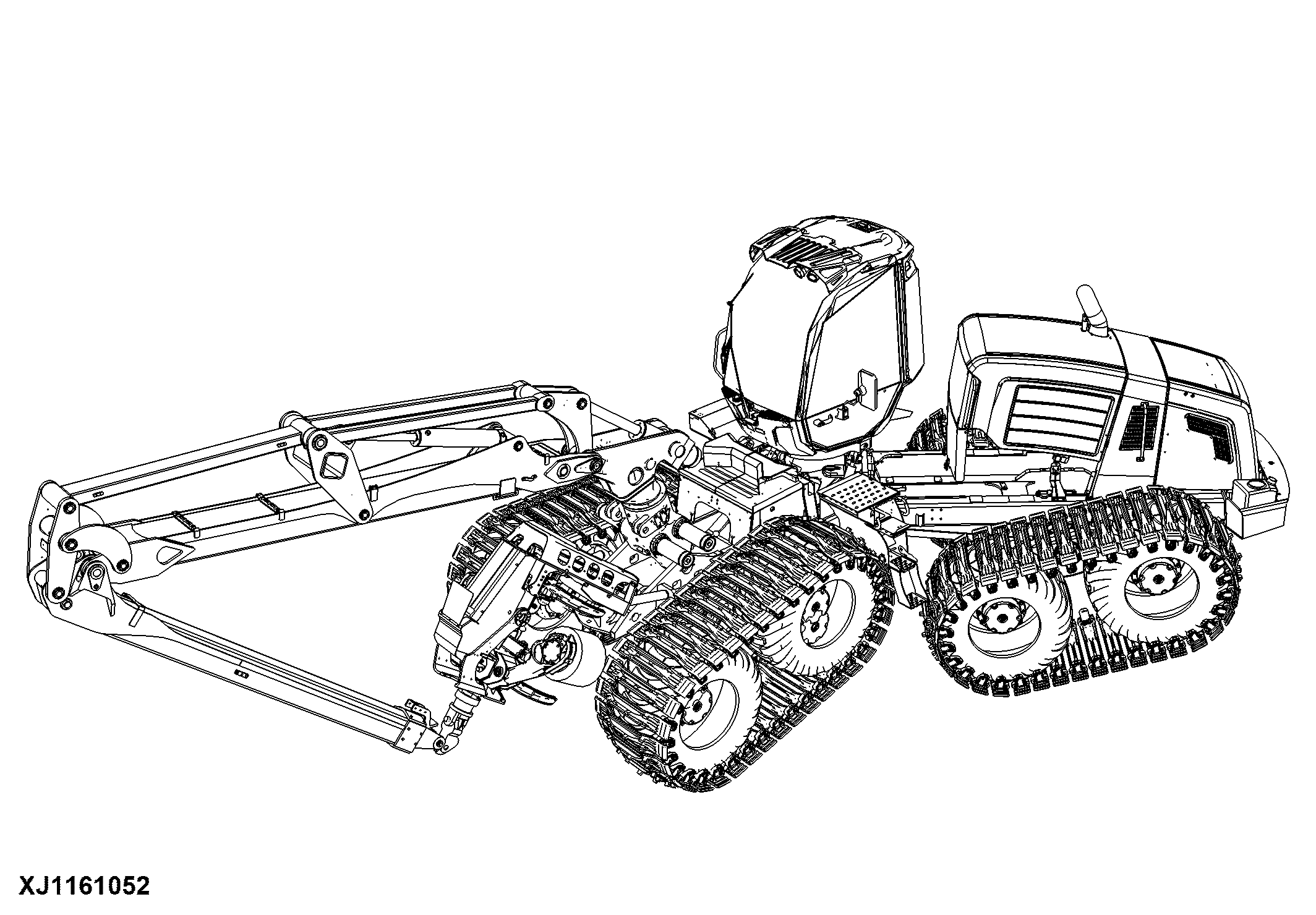 1270E Wheeled Harvester, 8W (S.N. 002501-003008), Tier 3 (Interim Tier 4 Platform), Rotating and Leveling Cabin, Gen I, Engine 6090HTJ09