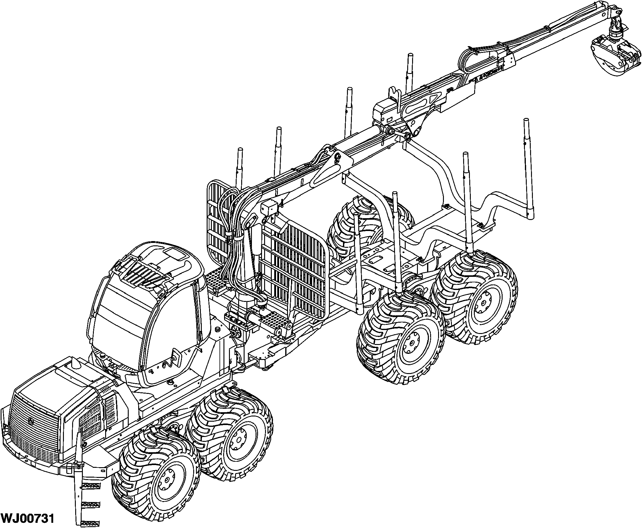 1910E Forwarder (S.N. 001003-001467), Tier 3, Rotating and Leveling Cabin, Gen I, Engine 6090HTJ12