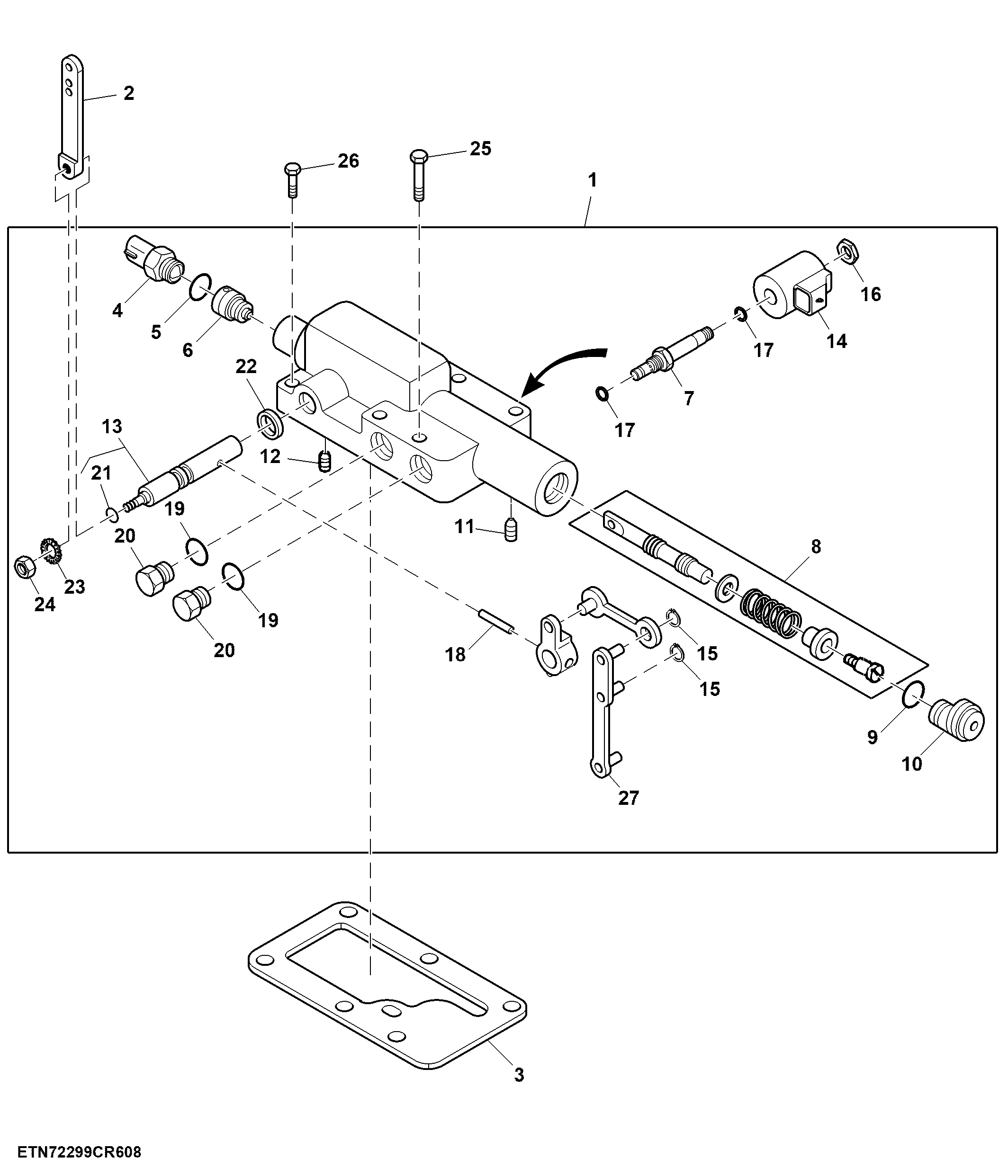 Hydrostatic Drive Displacement Control Valve, W/O Automatic Feed Rate and Push Button Shift Transmission, 105 cc