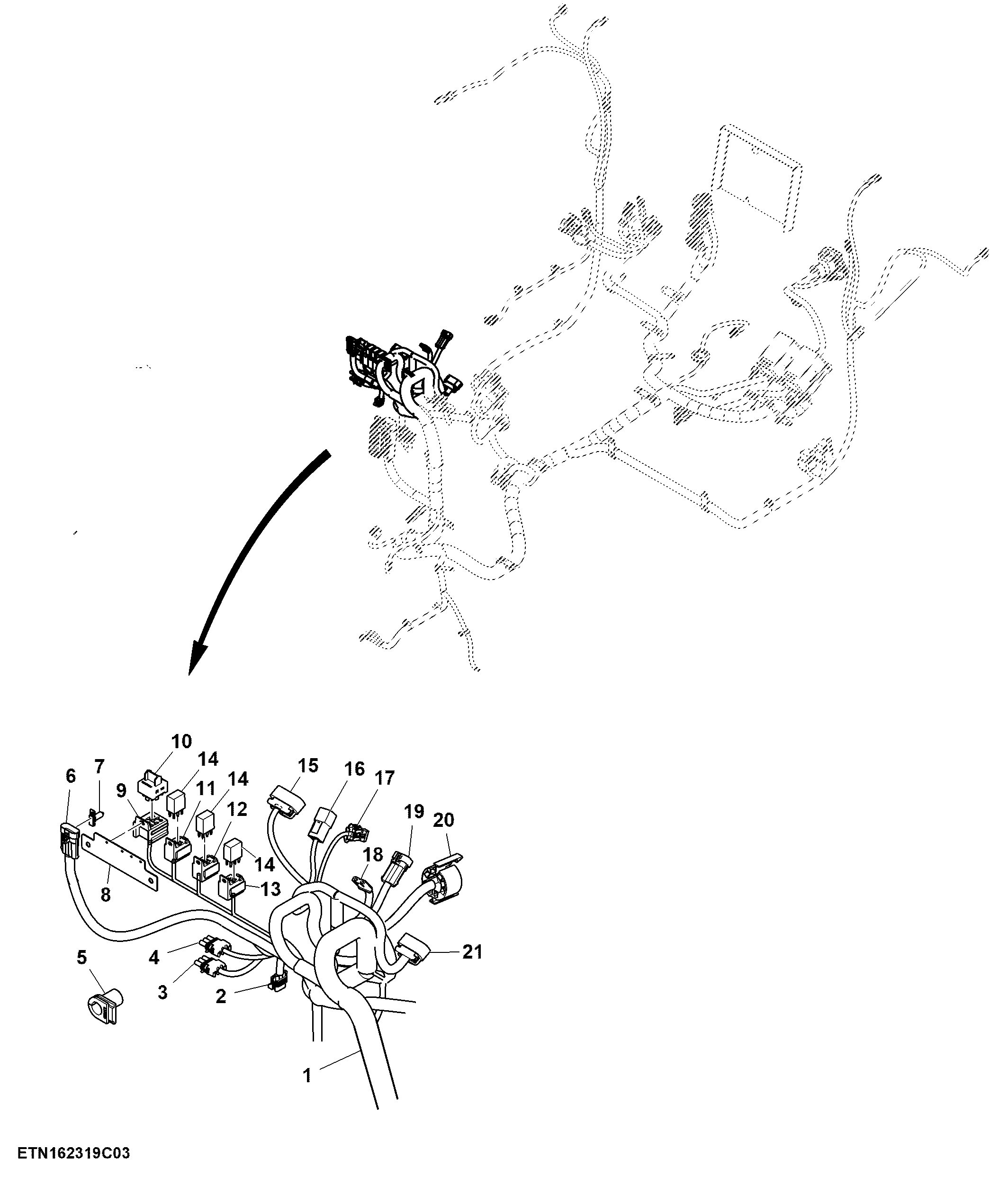 Chassis Wiring Harness, PowrReverser™, OOS, FT4, (3/6) ( - 012459)