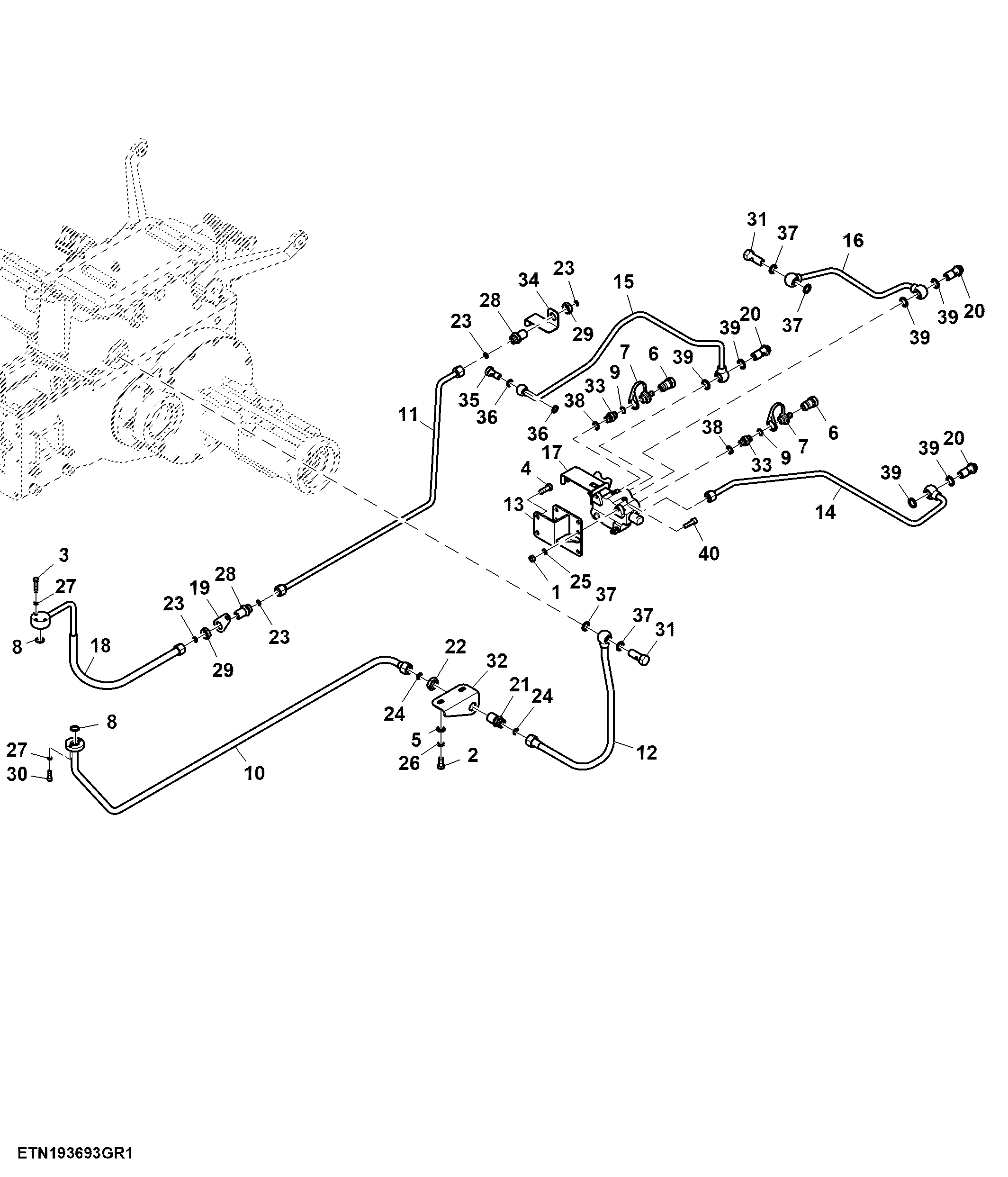 Single Selective Control Valve and Oil Lines, 8X2 Transmission (618313 - )