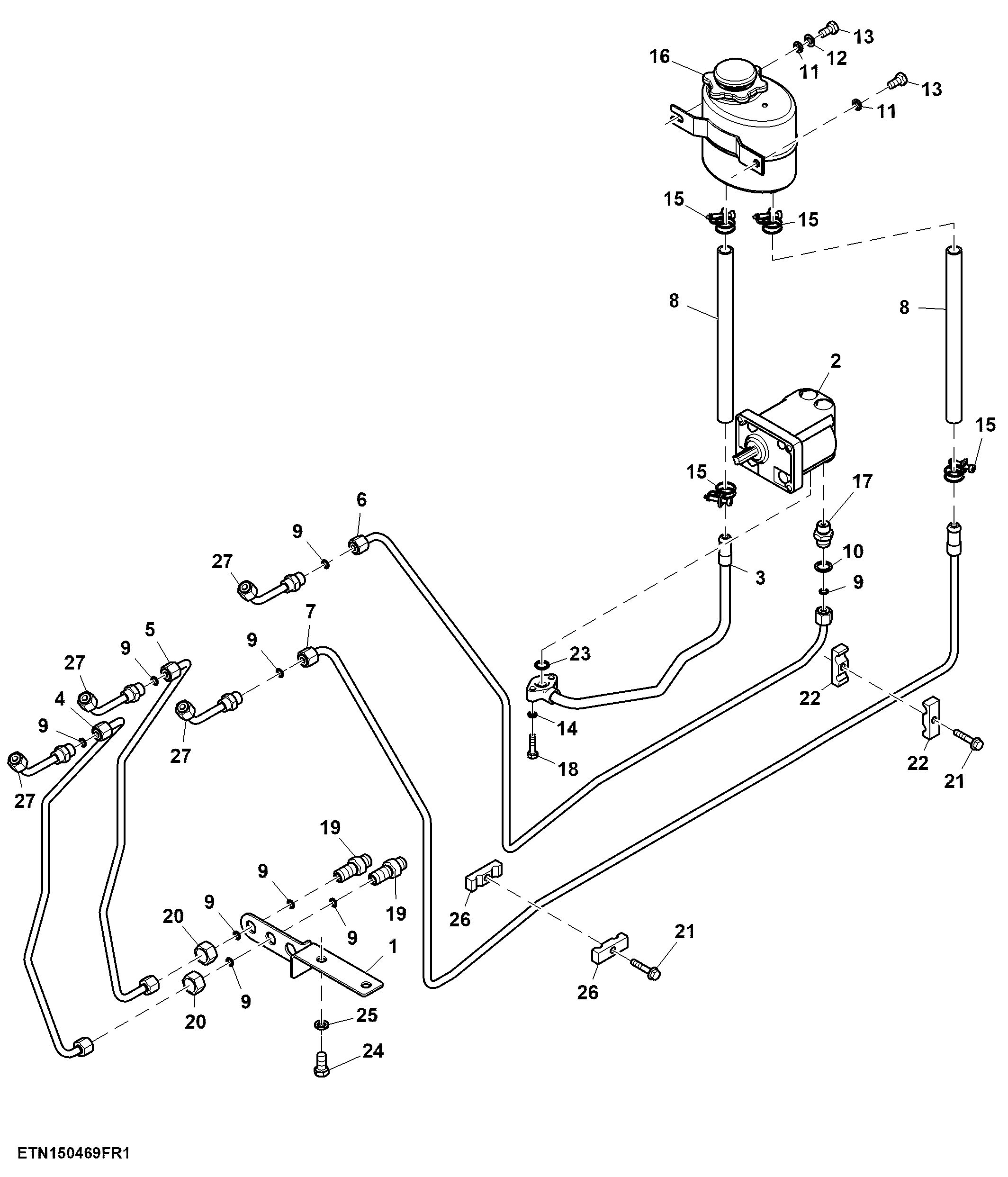 Steering Hydraulic Pump and Steering Oil Lines