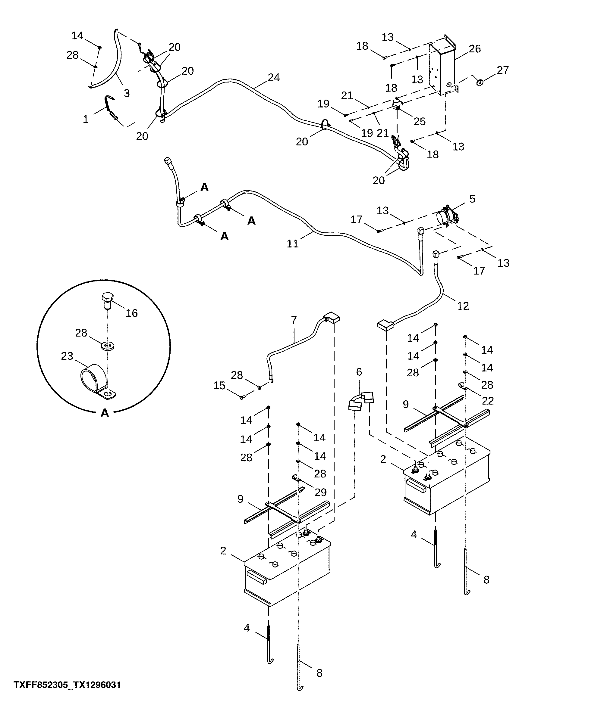 Batteries, Support and Cables, Harvester (210147 - )