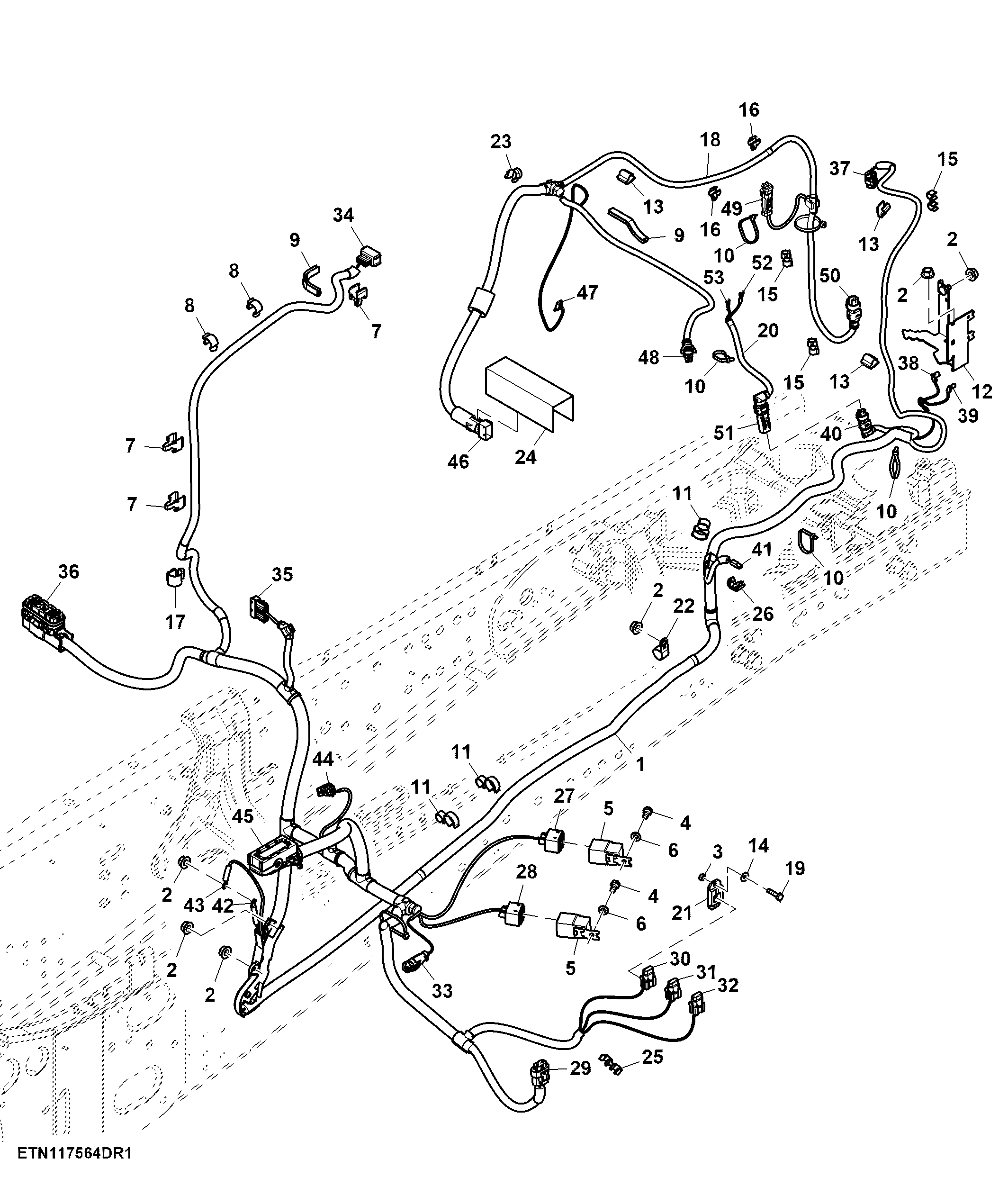 Wiring Harness, Front Chassis, W/O Front Controller, W/O Front PTO (866041 - )