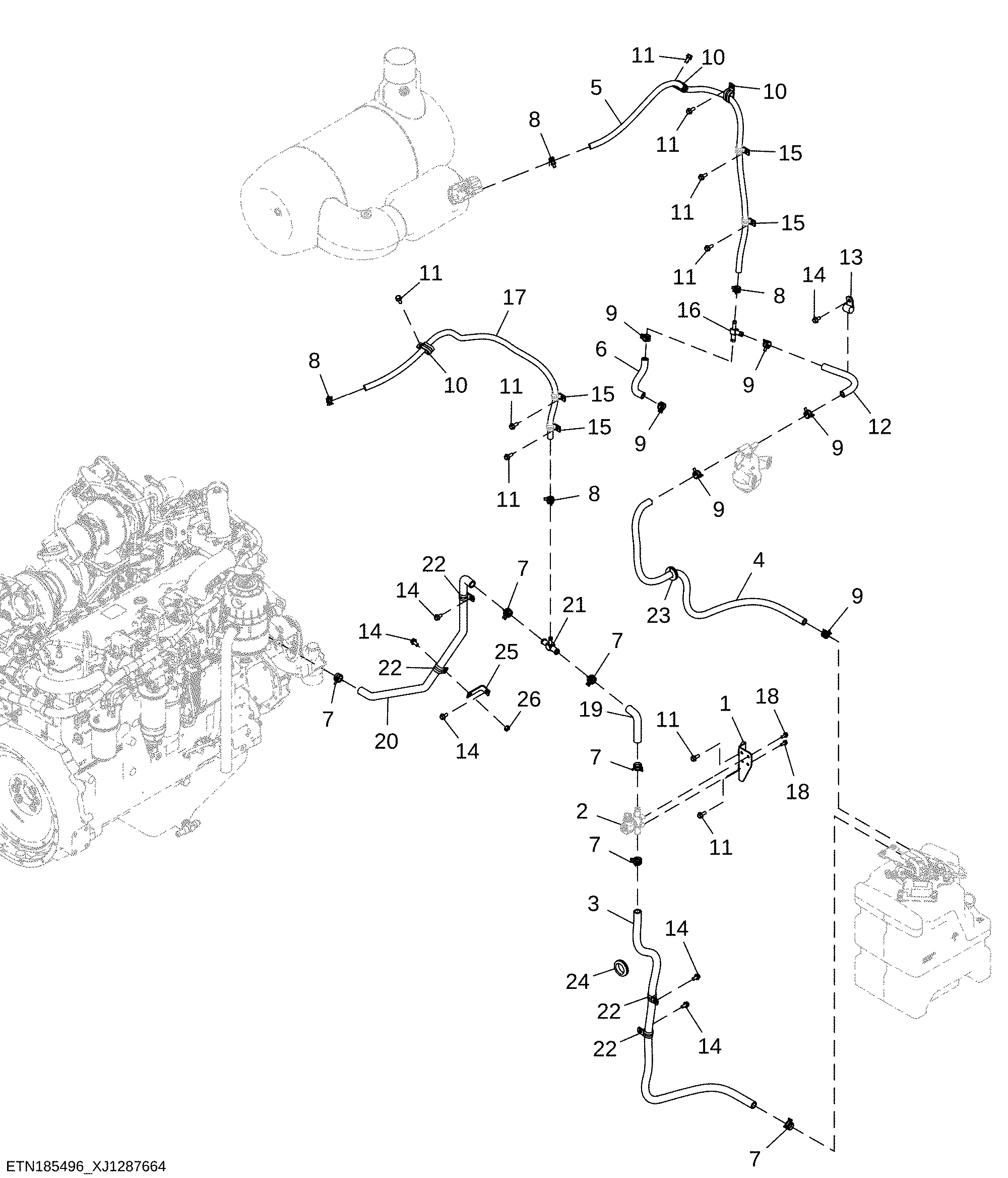 Diesel Exhaust Filter (DEF) Coolant Hydraulic Lines