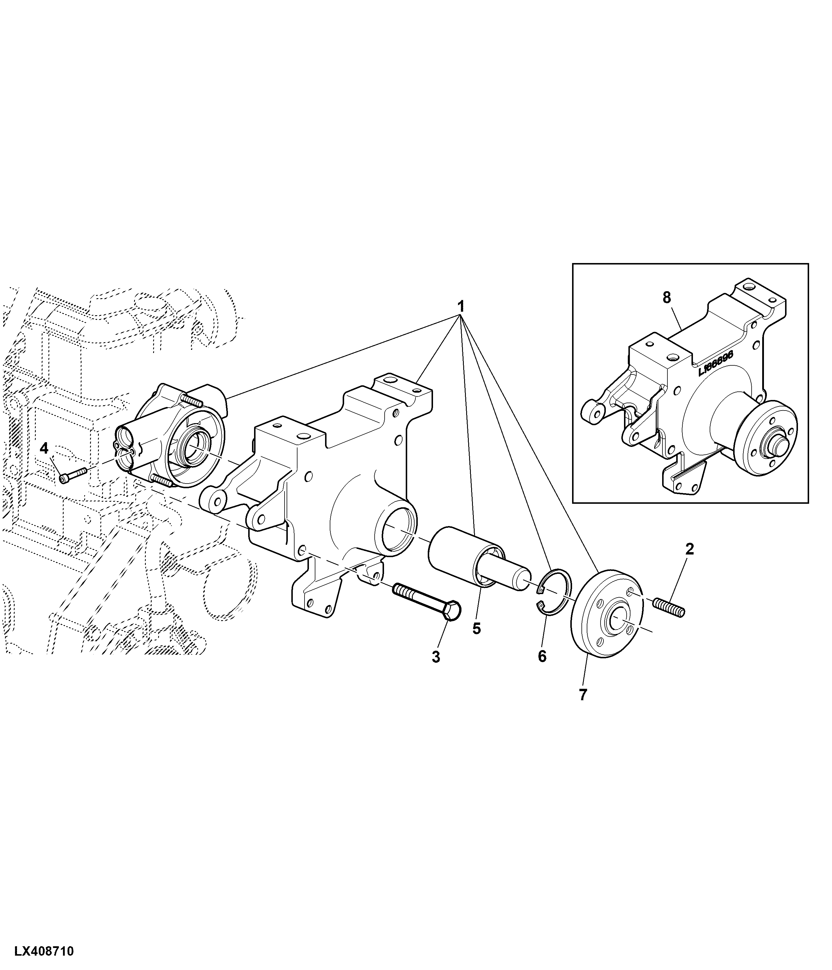 MECHANICAL COOLANT PUMP, FAN CONSOLE AND ATTACHING PARTS