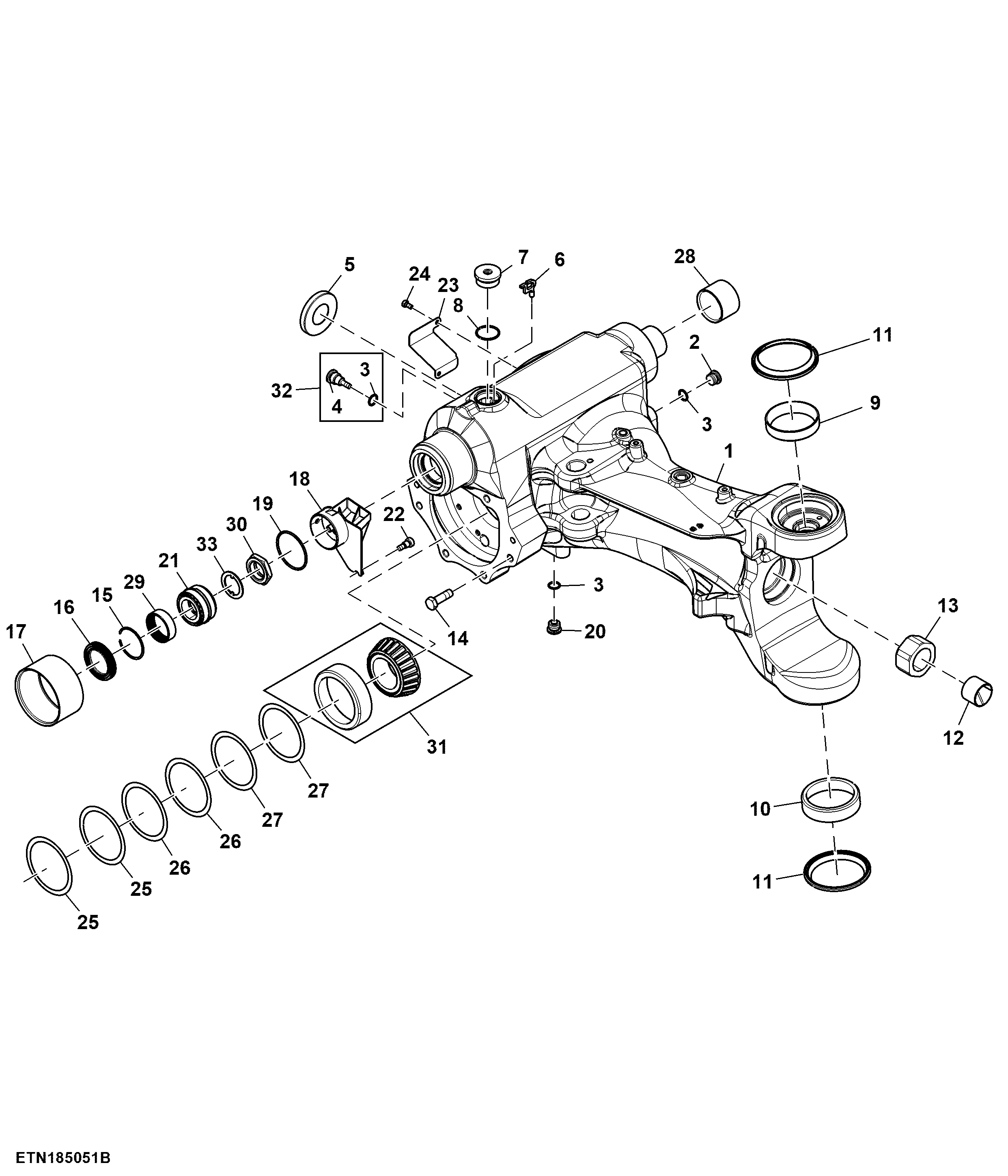 Front Axle Housing, RH, AutoTrac™, 1500 MFWD