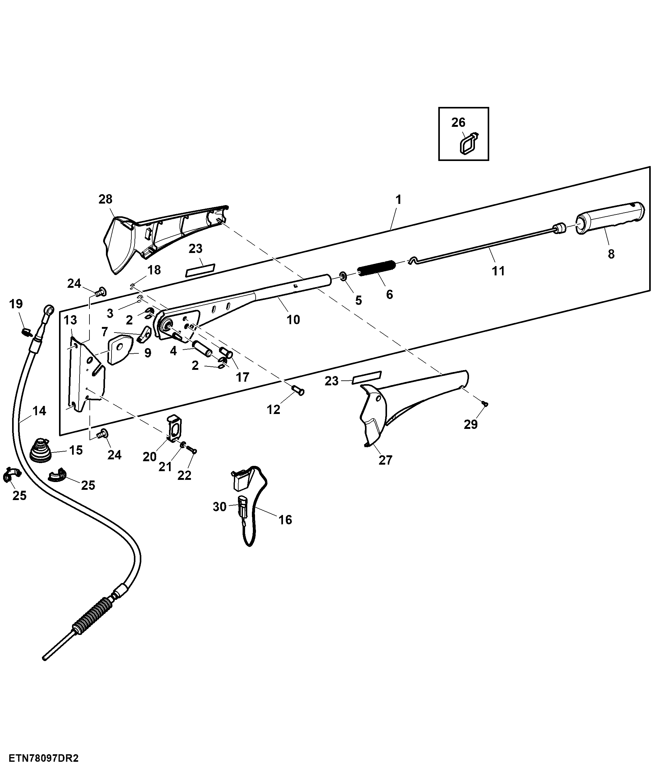 Handbrake Lever Assembly, W/ Push Pull Cable