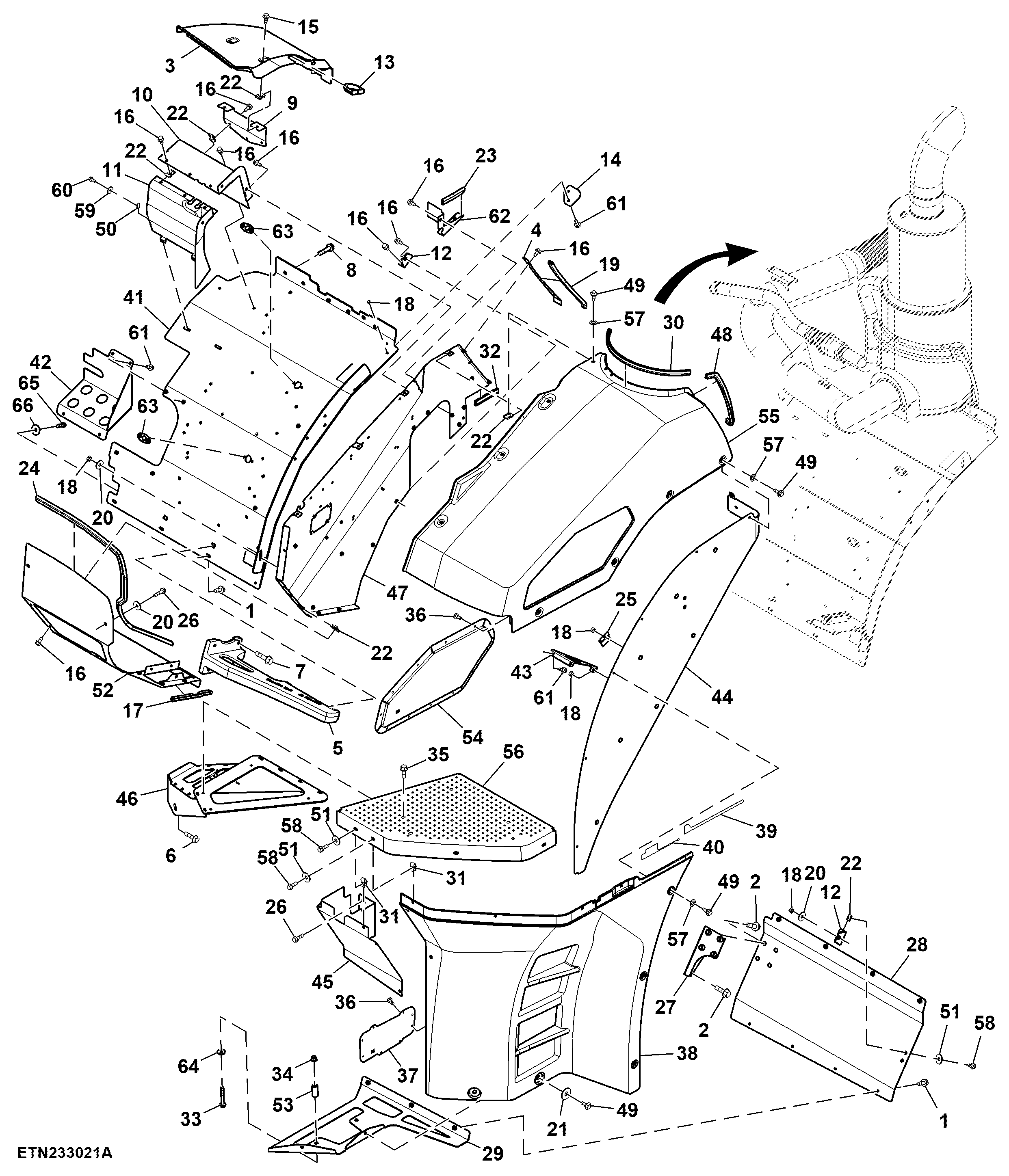 Exhaust System Enclosure, W/O Hydraulic Trailer Brake (809663 - )