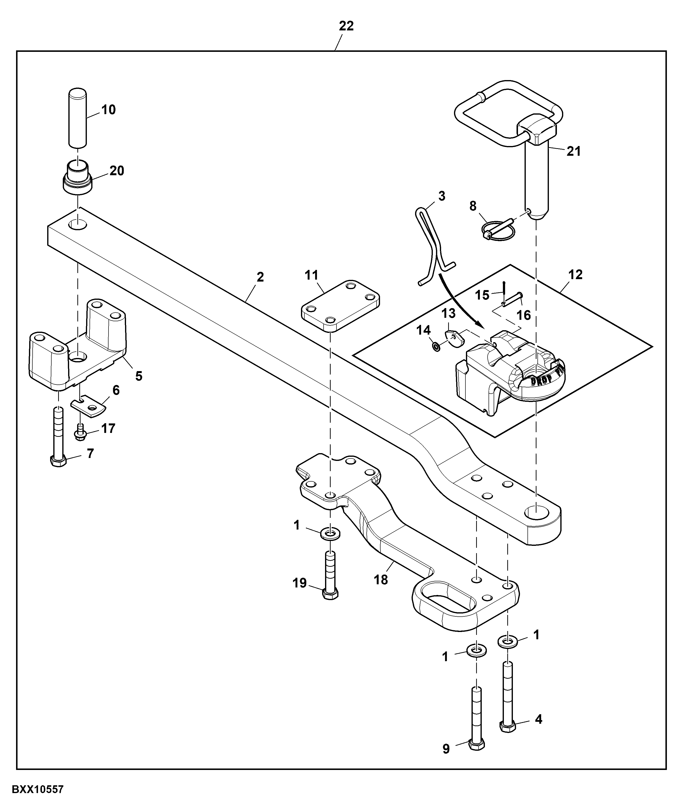 Drawbar, Category 4, Heavy Duty, Attachment (801500 - )