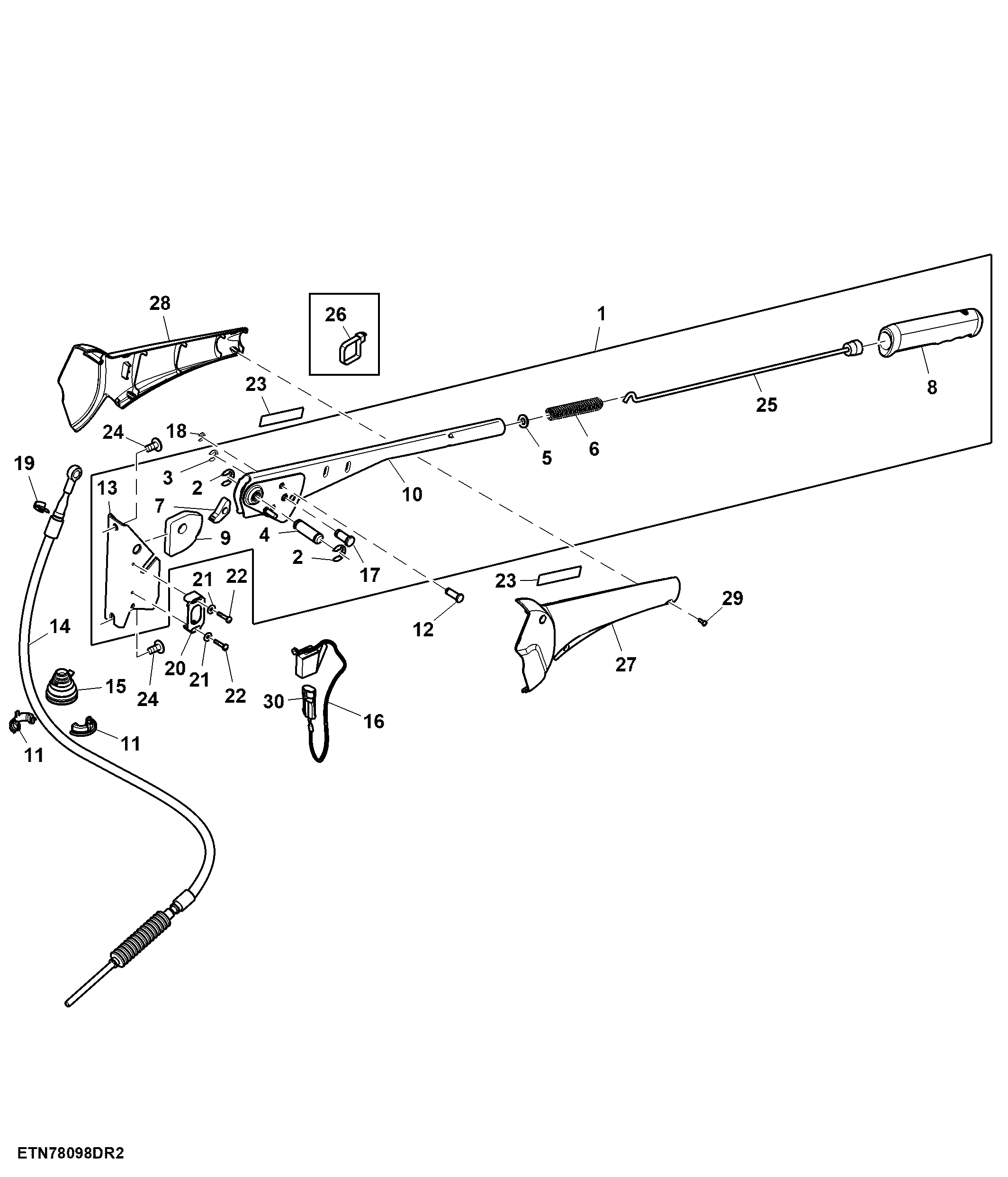 Handbrake Lever Assembly, W/ Push Pull Cable
