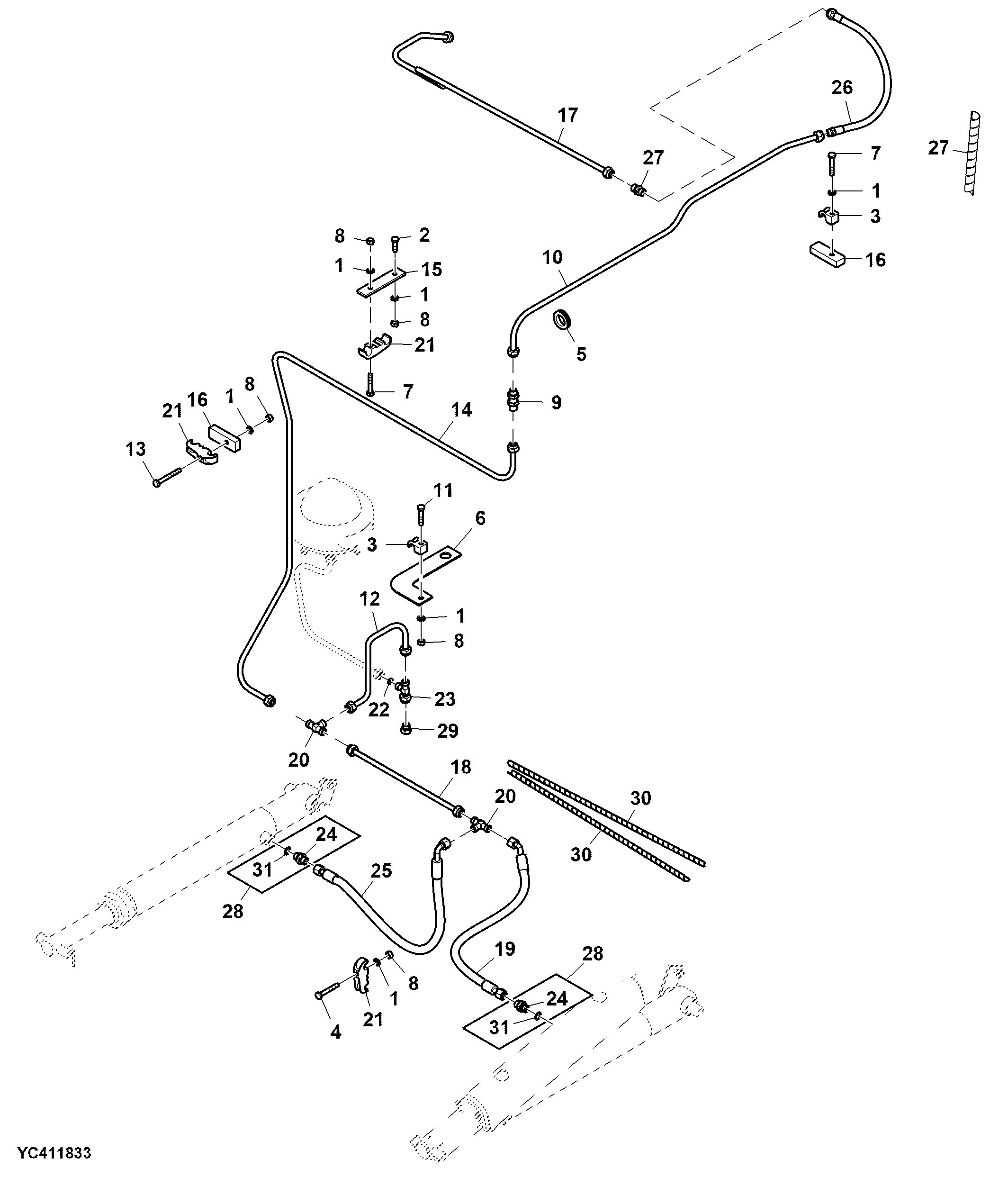 Cutting Platform Lift Cylinder Lines, Hydro Drive