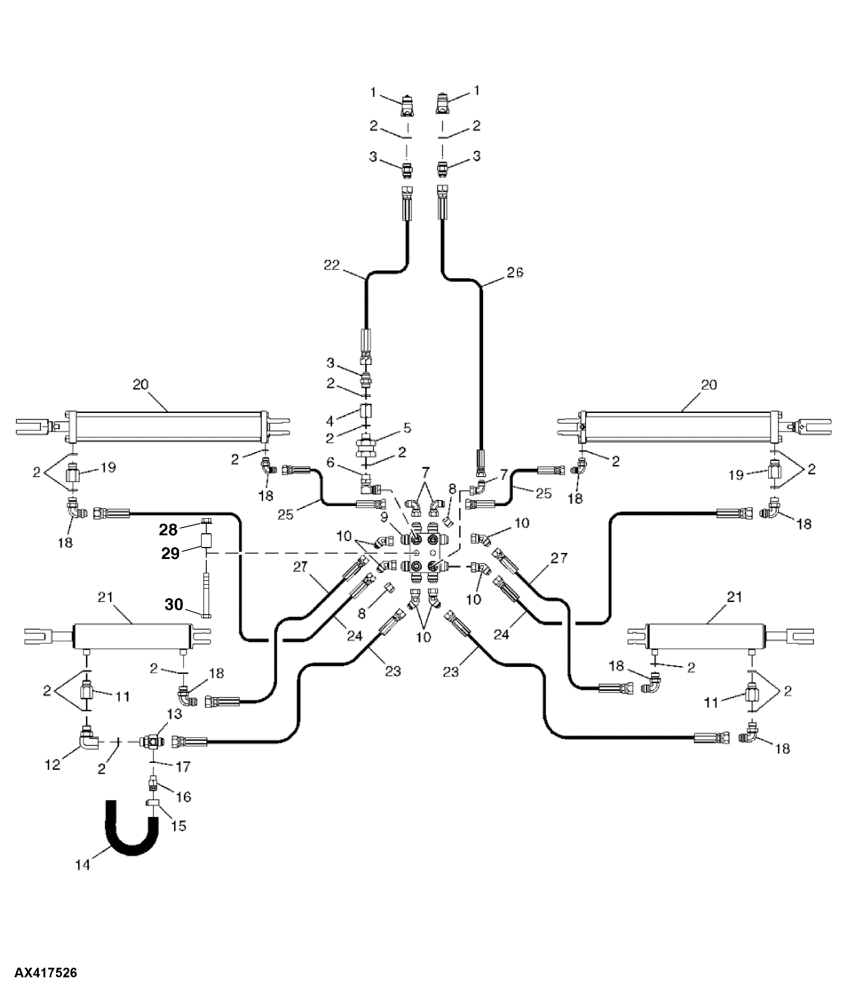 Wing Fold Control Hydraulics, 15 and 16 Row (770101 - )
