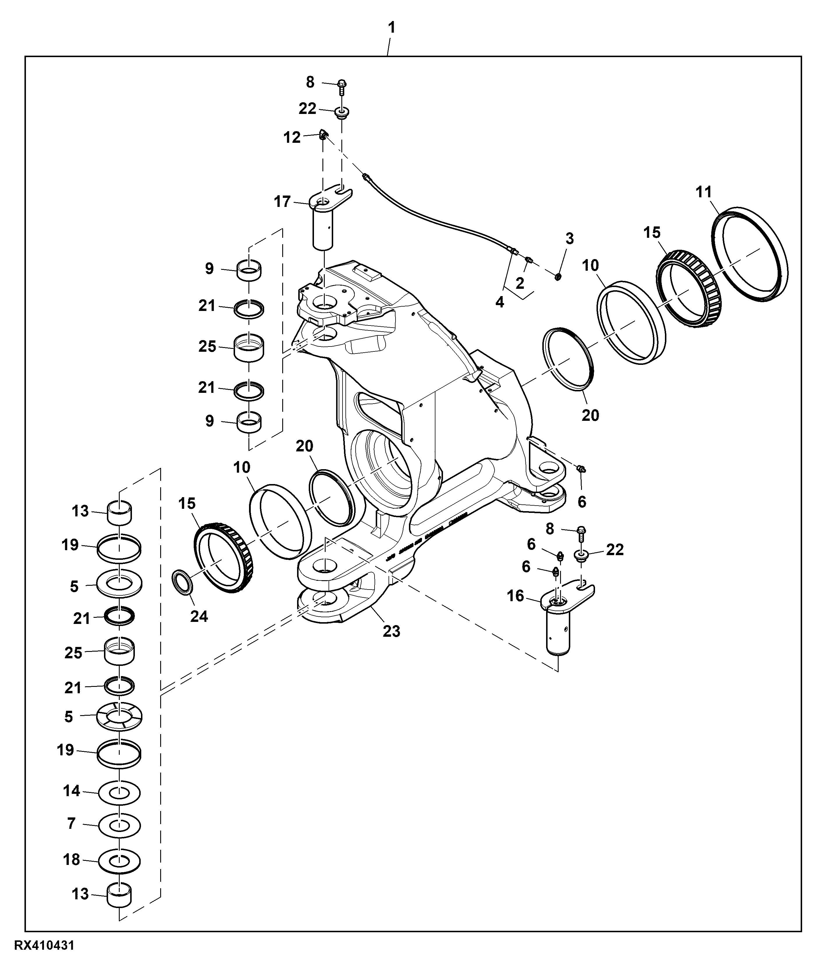 Gudgeon, W/ Tapered Roller Bearings, Attachment