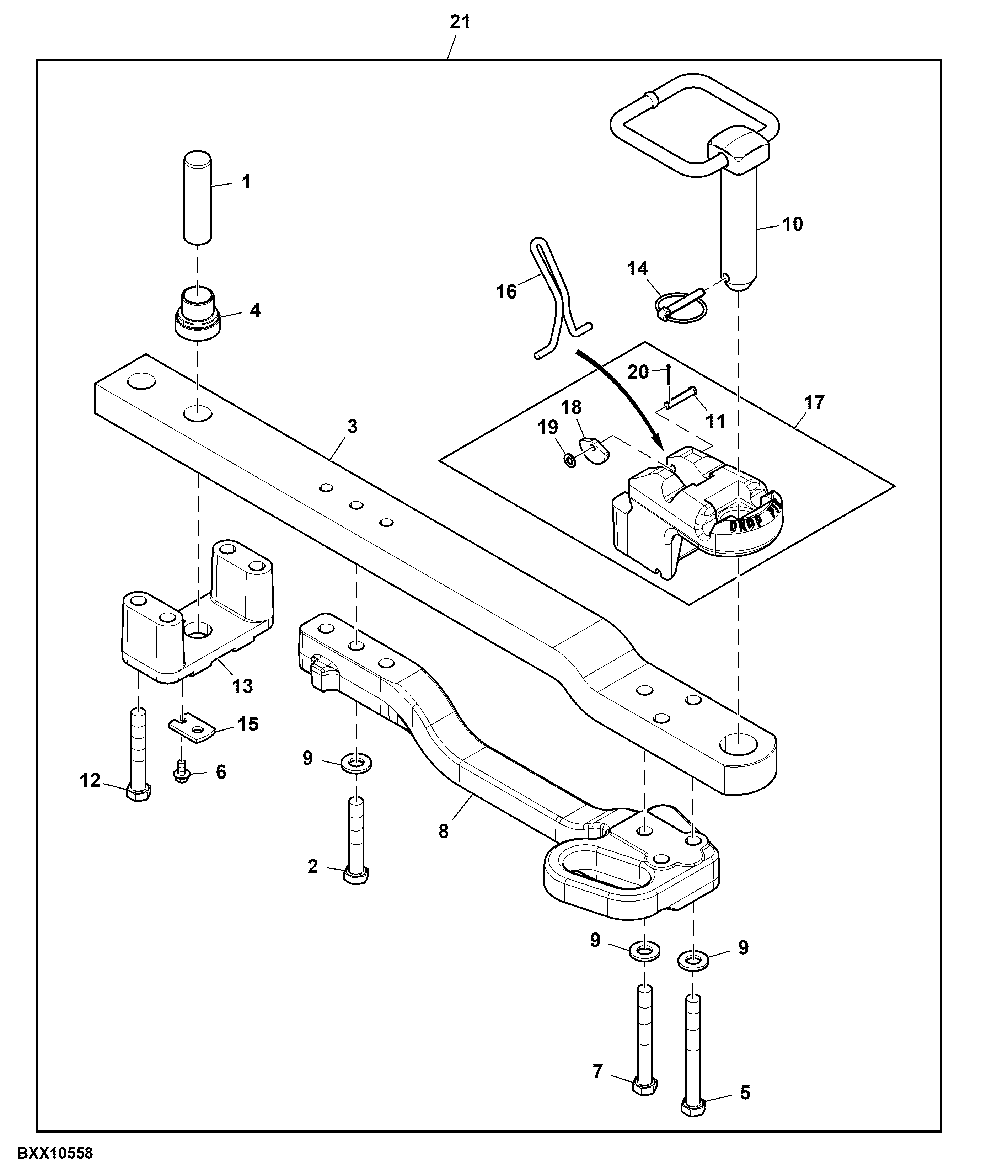 Drawbar, Category 4, Heavy Duty, Attachment