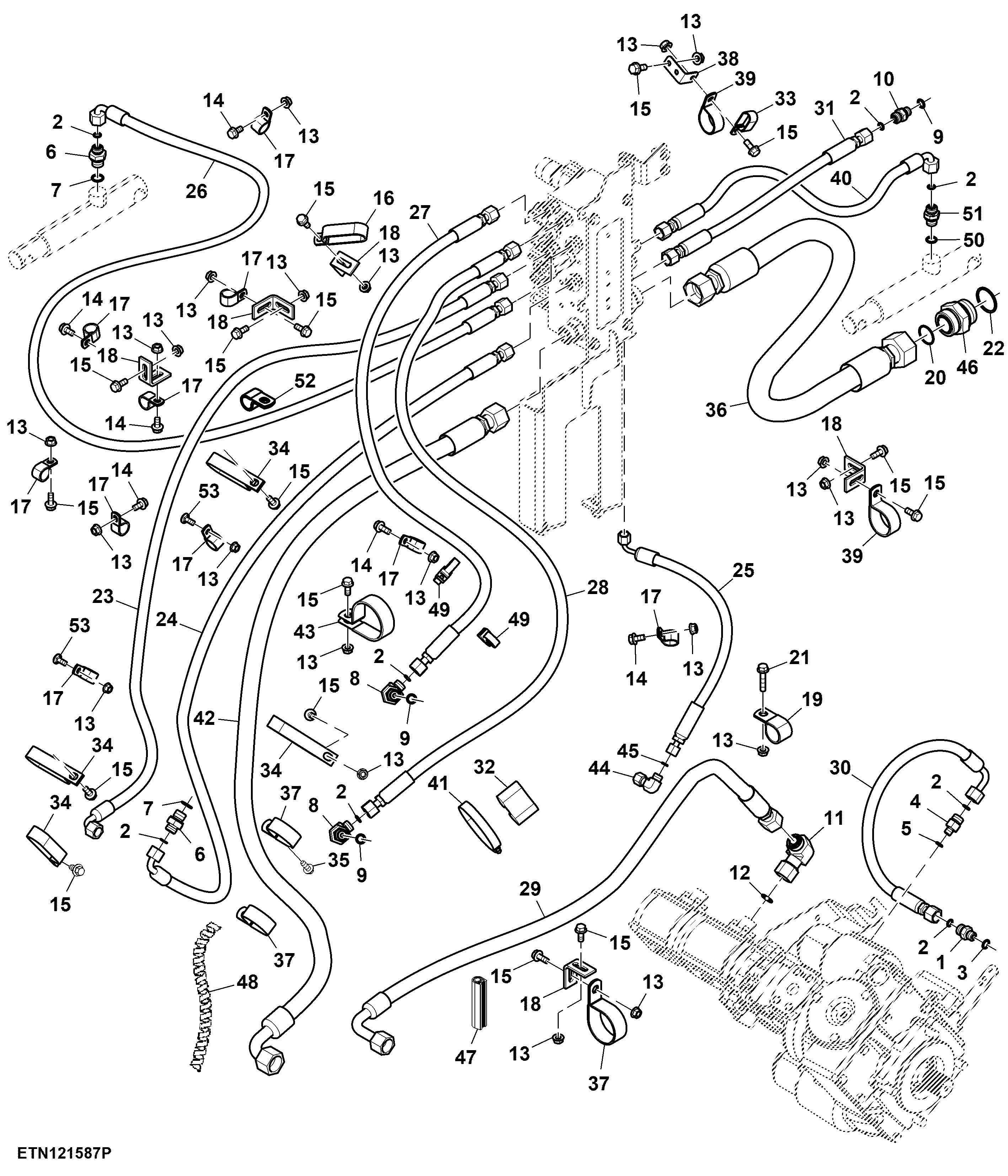 Unloading Auger Engage Clutch Hydraulic Hoses (120111 - )
