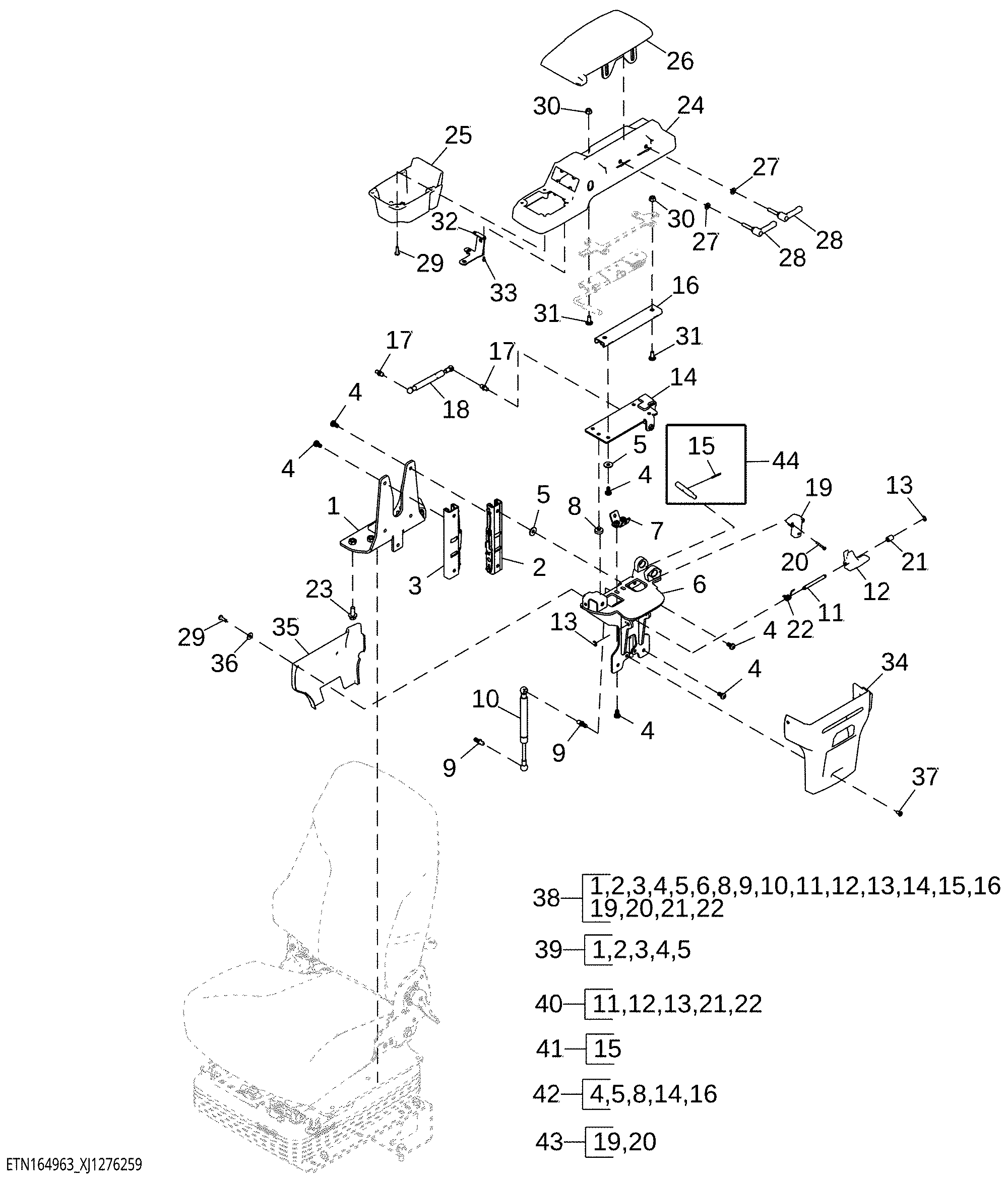 LH Armrest with Front Neutral Reverse Joystick