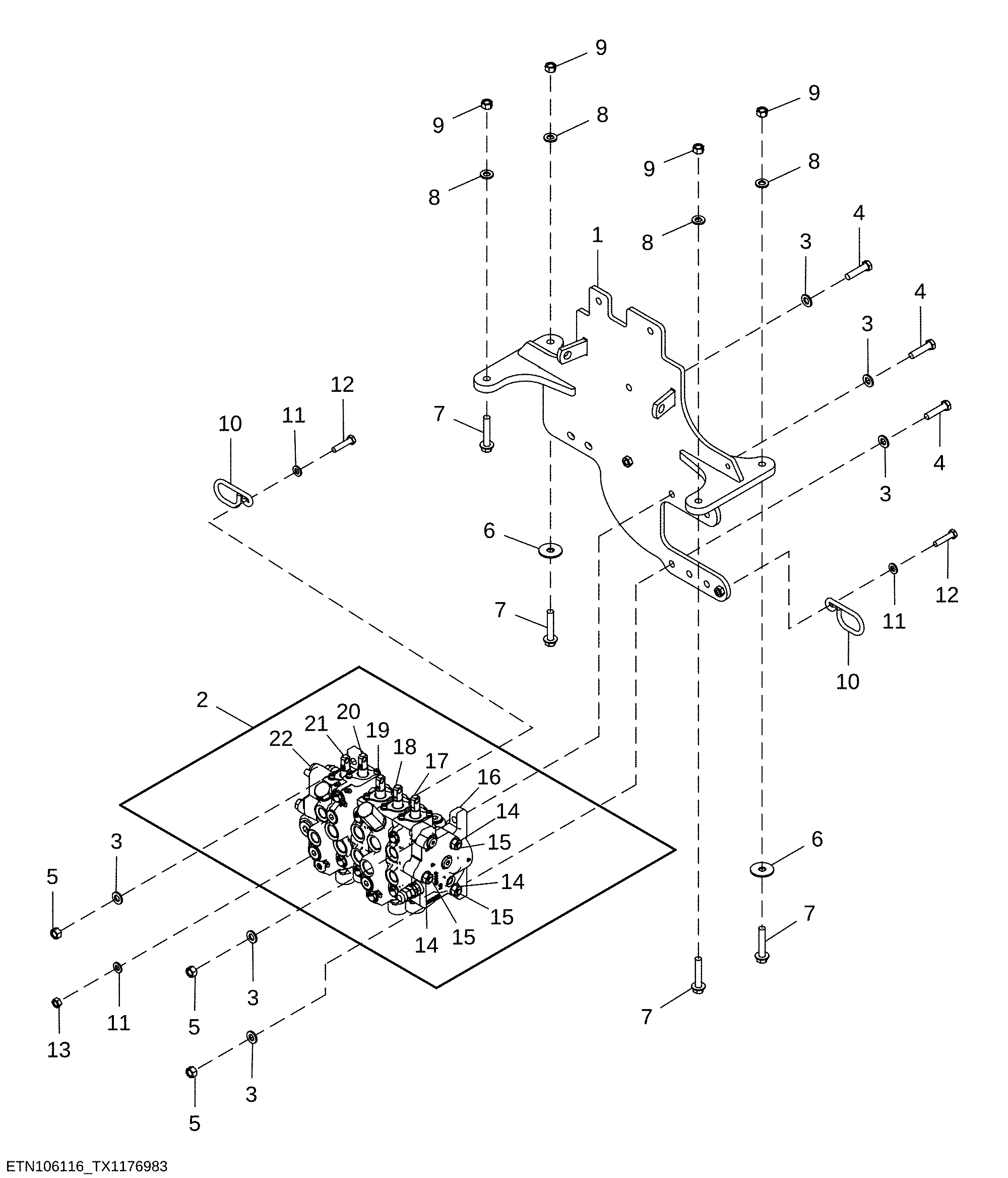 Backhoe Valve, Five Function Manual with Extension