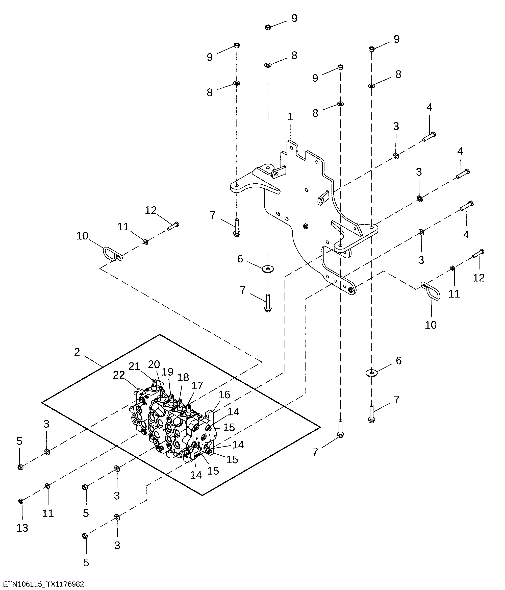 Backhoe Valve, Five Function Manual with Auxiliary