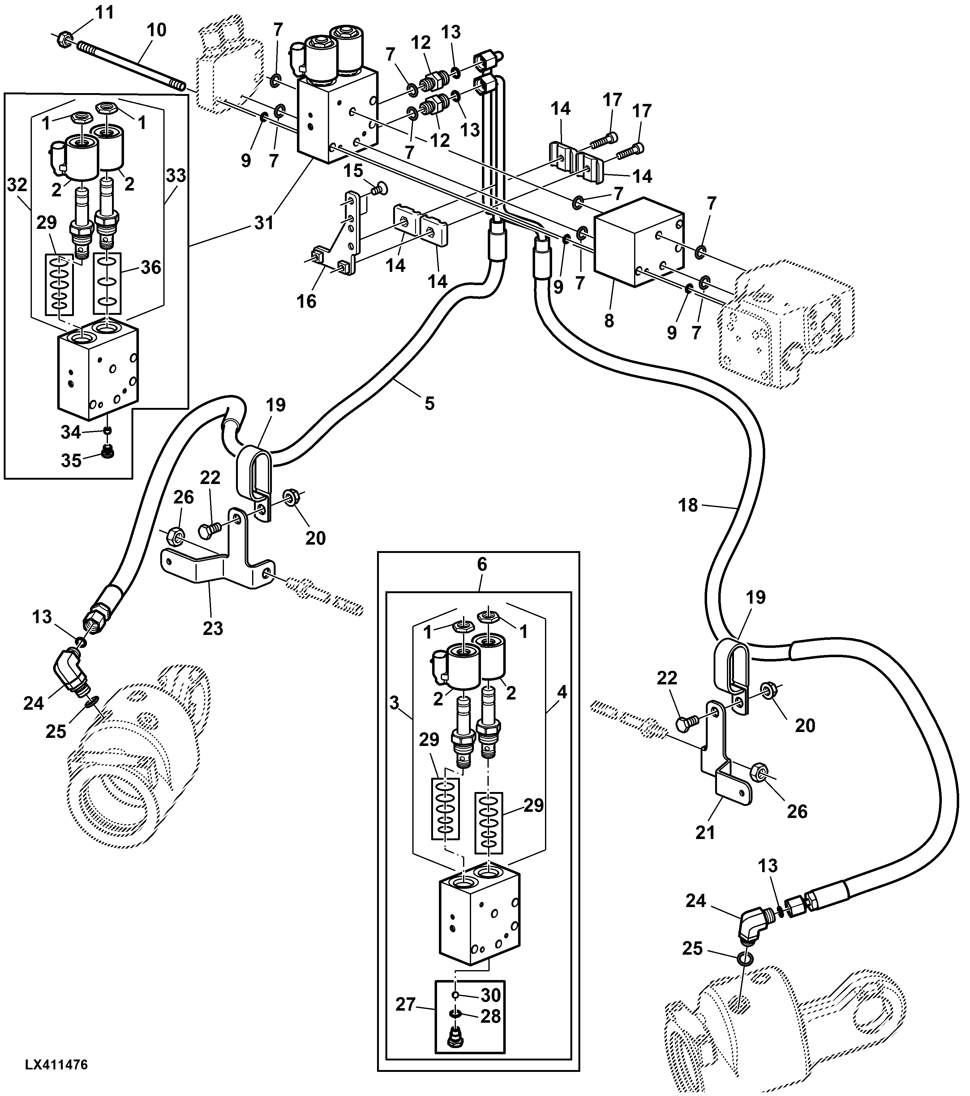 HYDRAULIC STABILIZER BAR, CONTROL VALVE AND OIL LINES