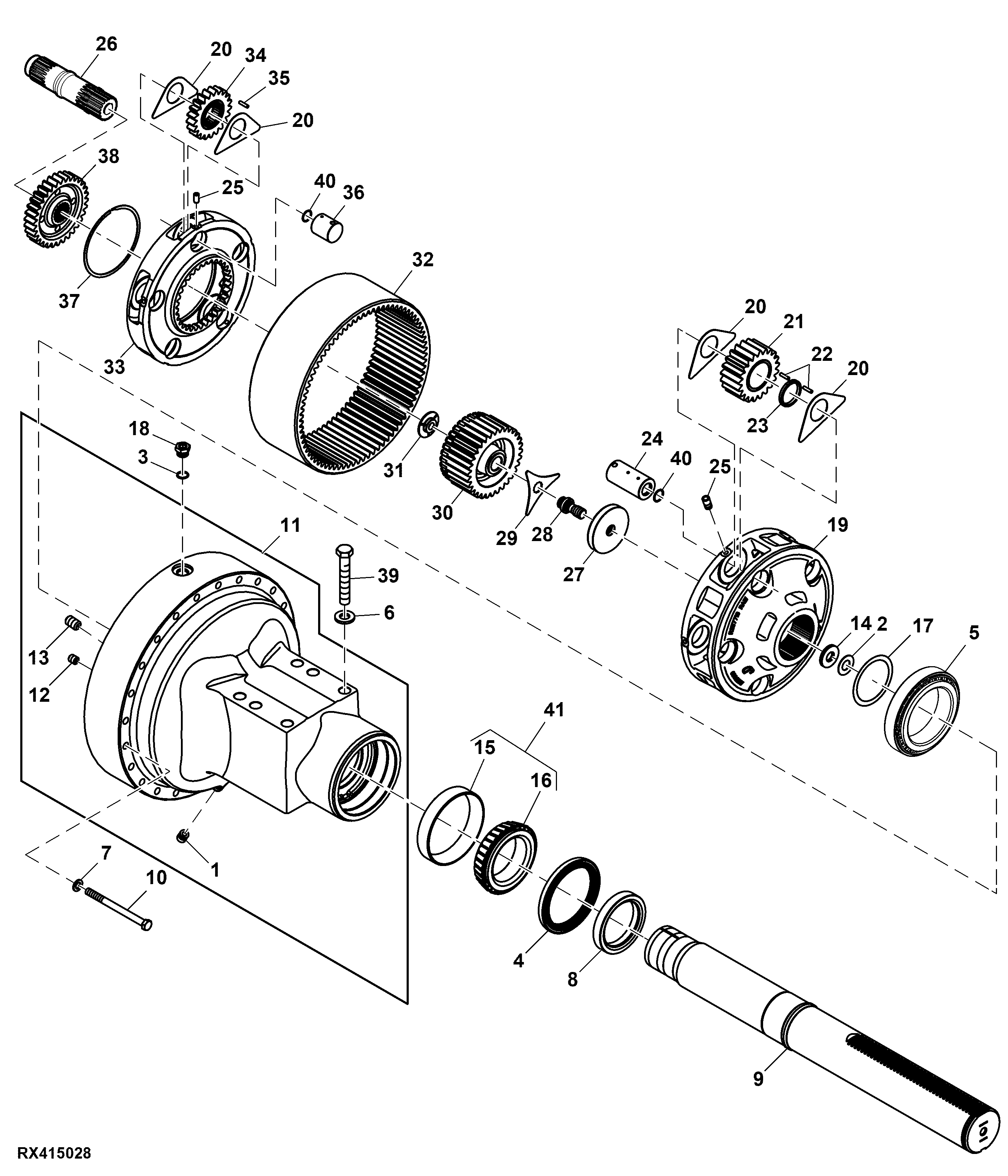 Planetary And Axle Shaft, Double Reduction, 120 mm