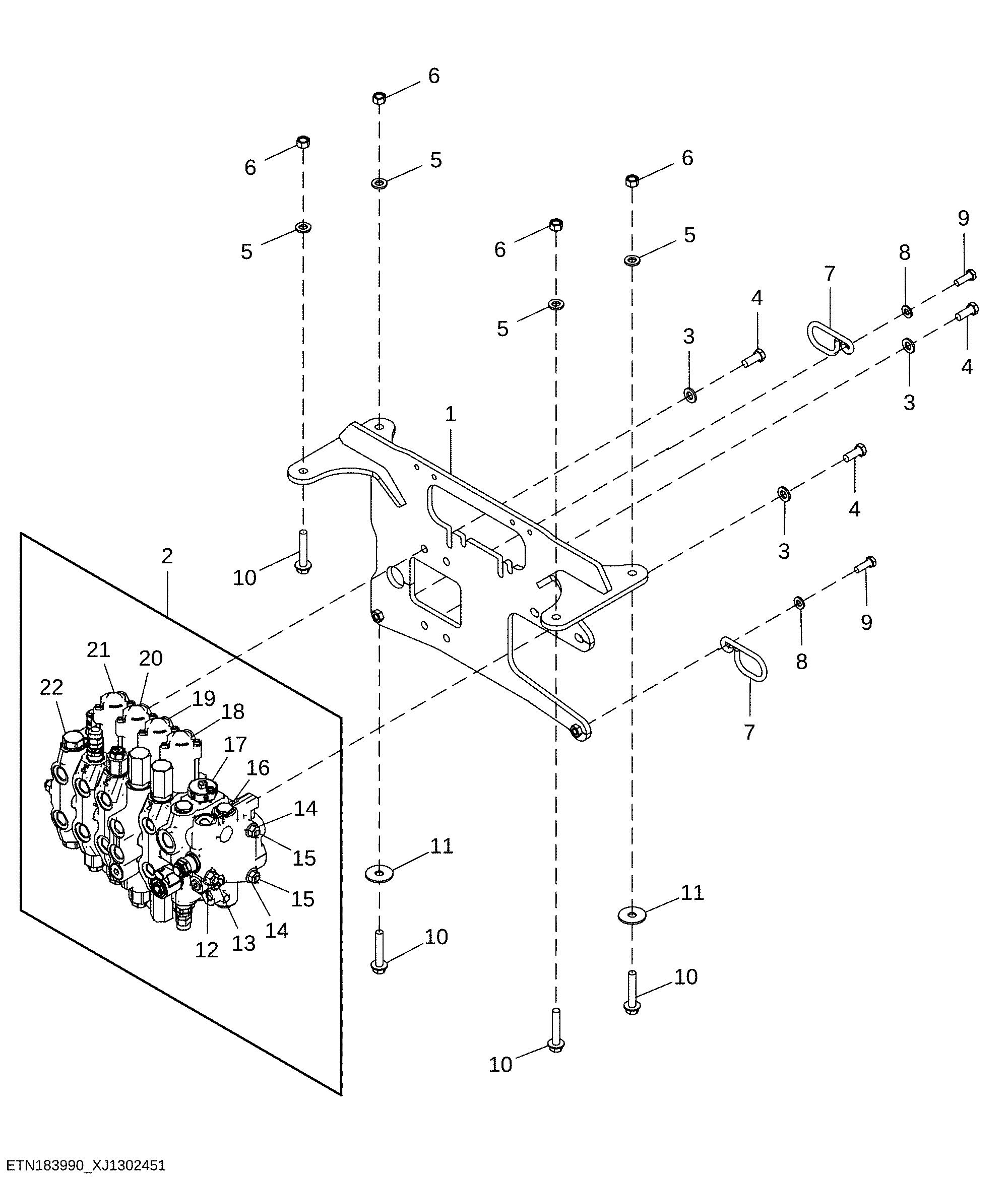 Backhoe Valve, Six Function Pilot with Extendable Dipperstick and Select Flow