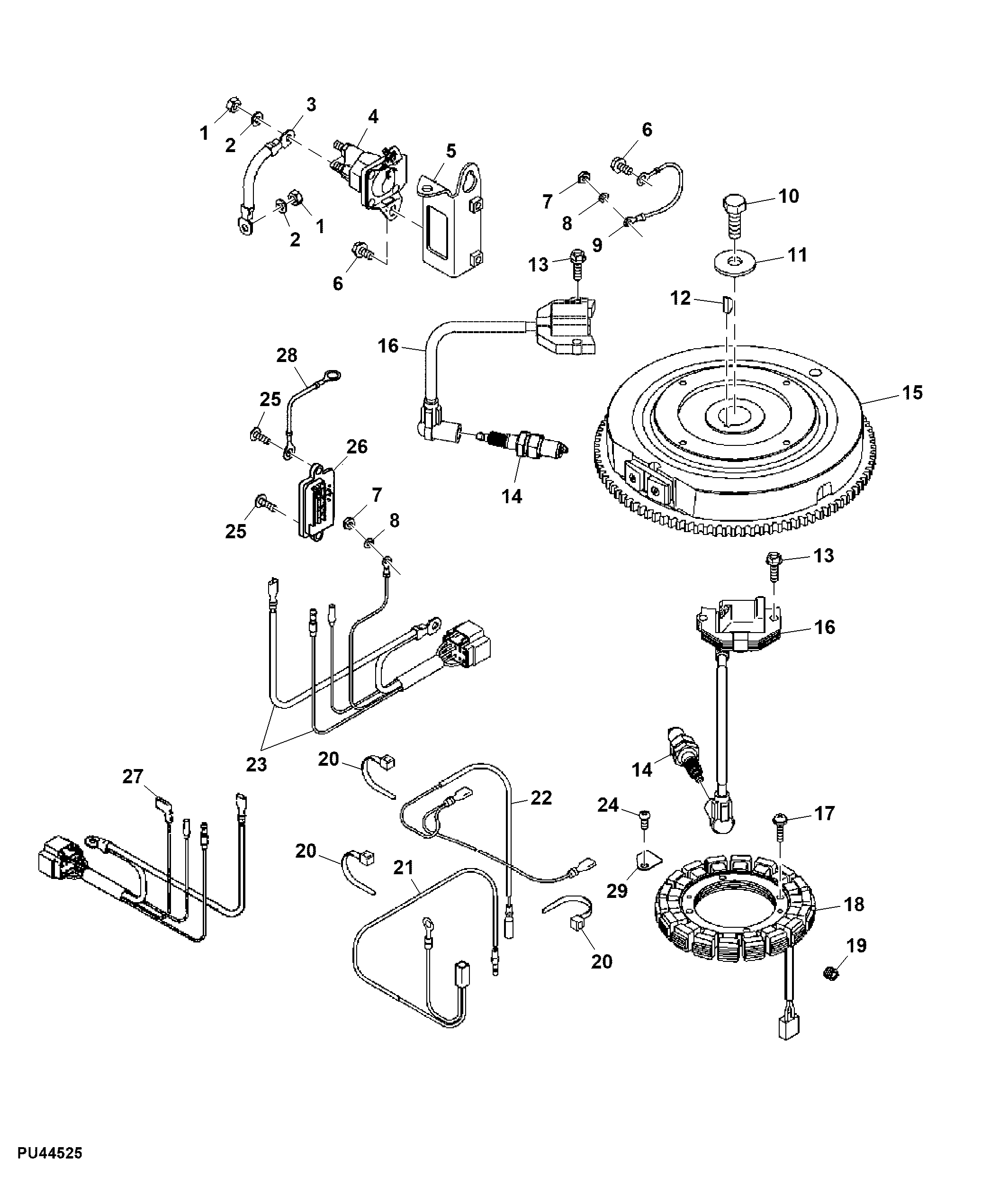 Flywheel, Ignition Coil and Starter (110001 - )