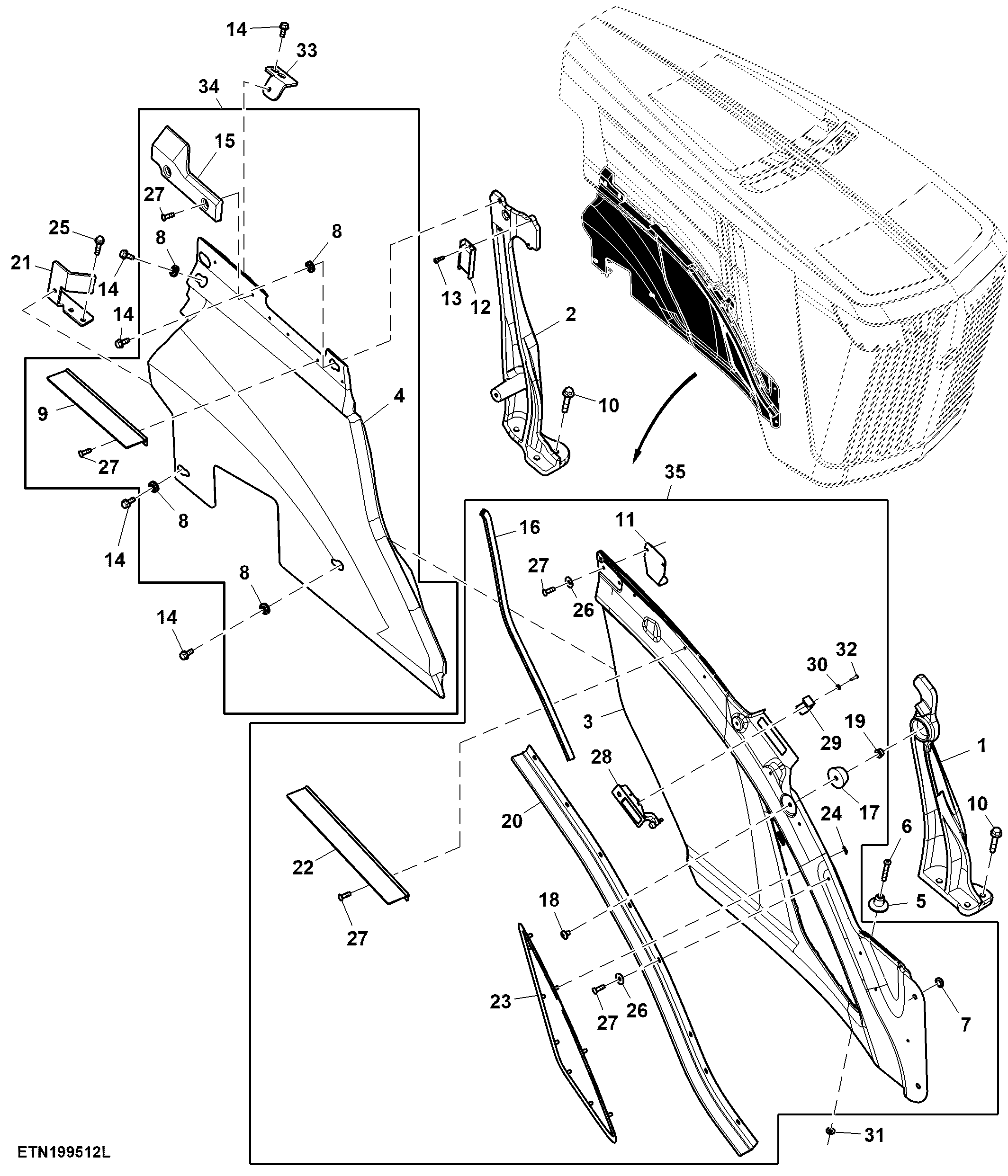 Engine Side Cover, 13.5 L, T2 Engine, RH (919001 - )
