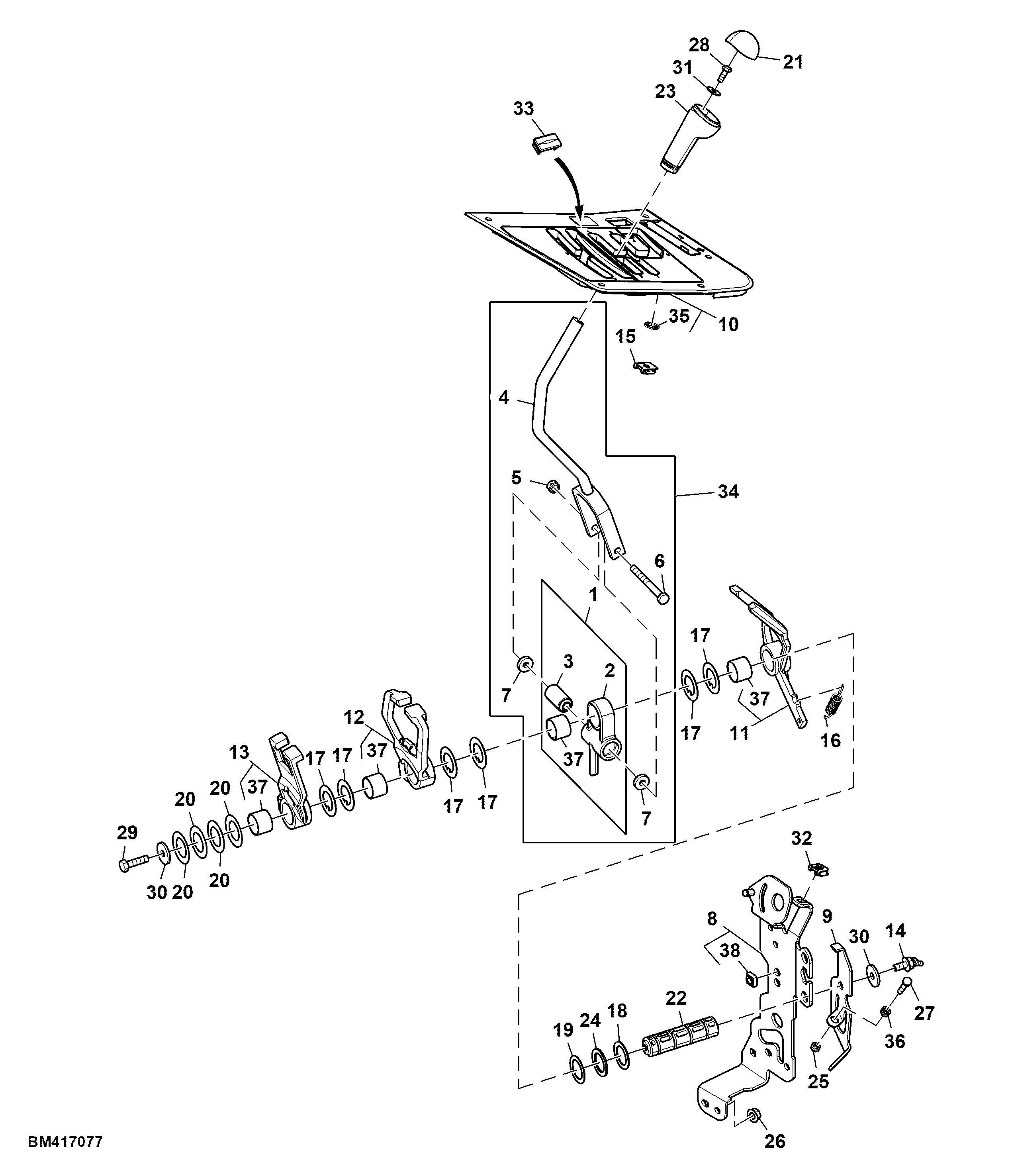 Gearshift Lever, W/O Mechanical LH Reverser
