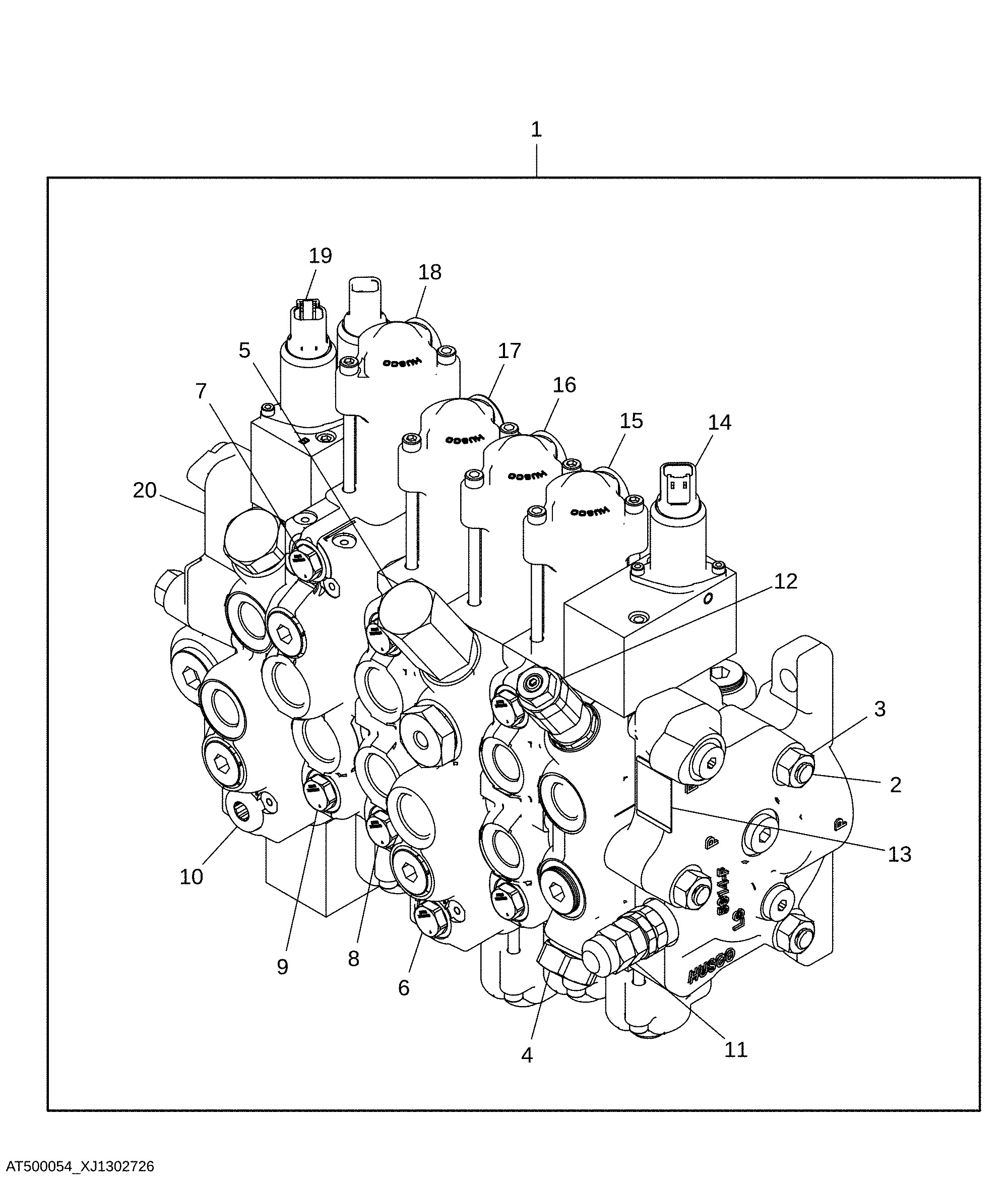 Hydraulic Actuated Control Valve, Six Function Pilot with Extendable Dipperstick and Select Flow