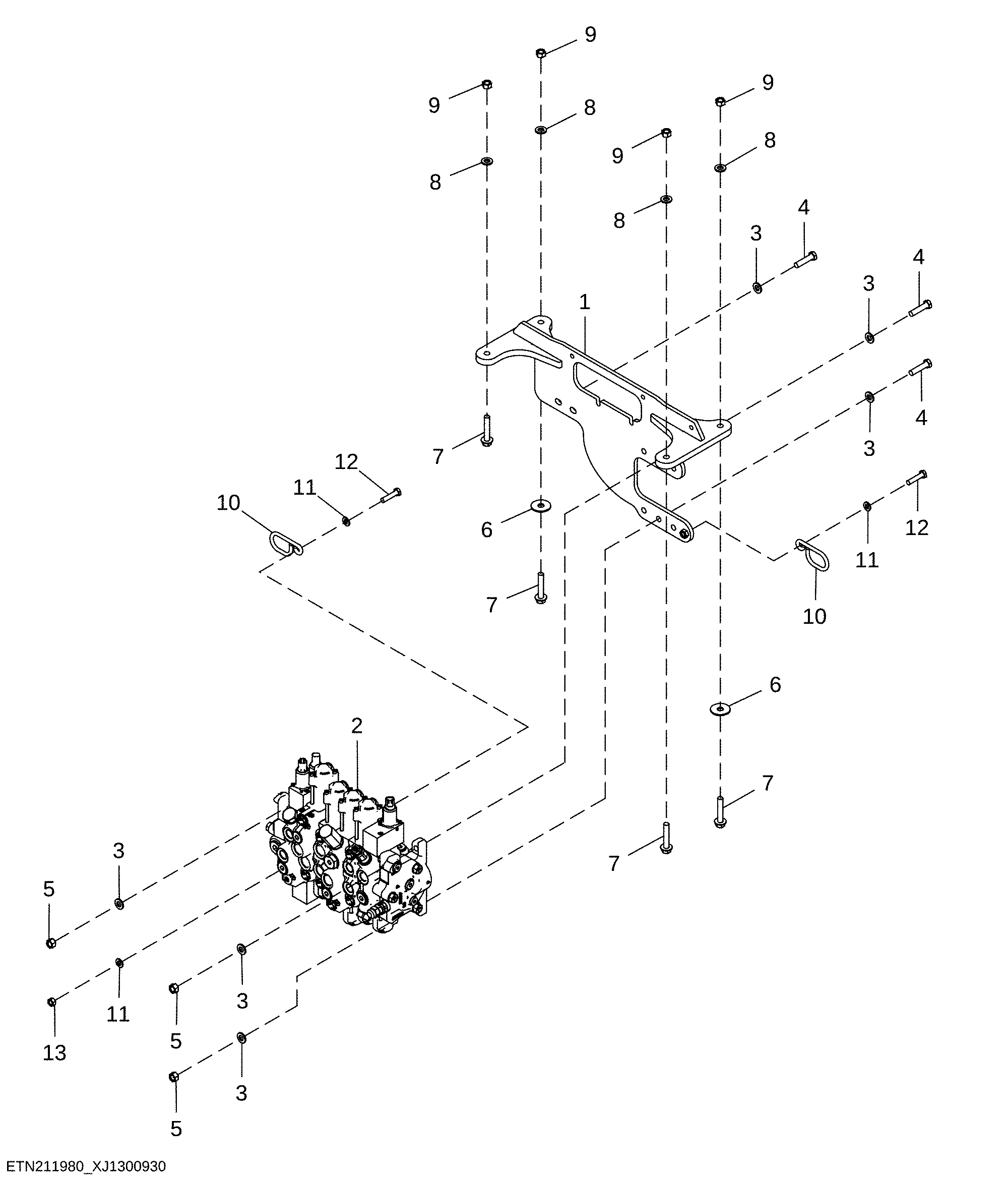 Backhoe Valve, Six Function Pilot with Extension and Selective Flow