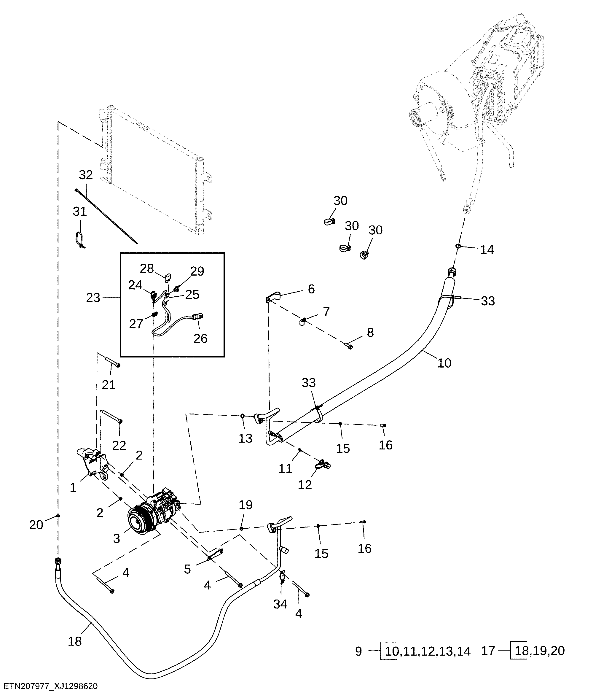 Air Conditioning Compressor and Refrigerant Lines