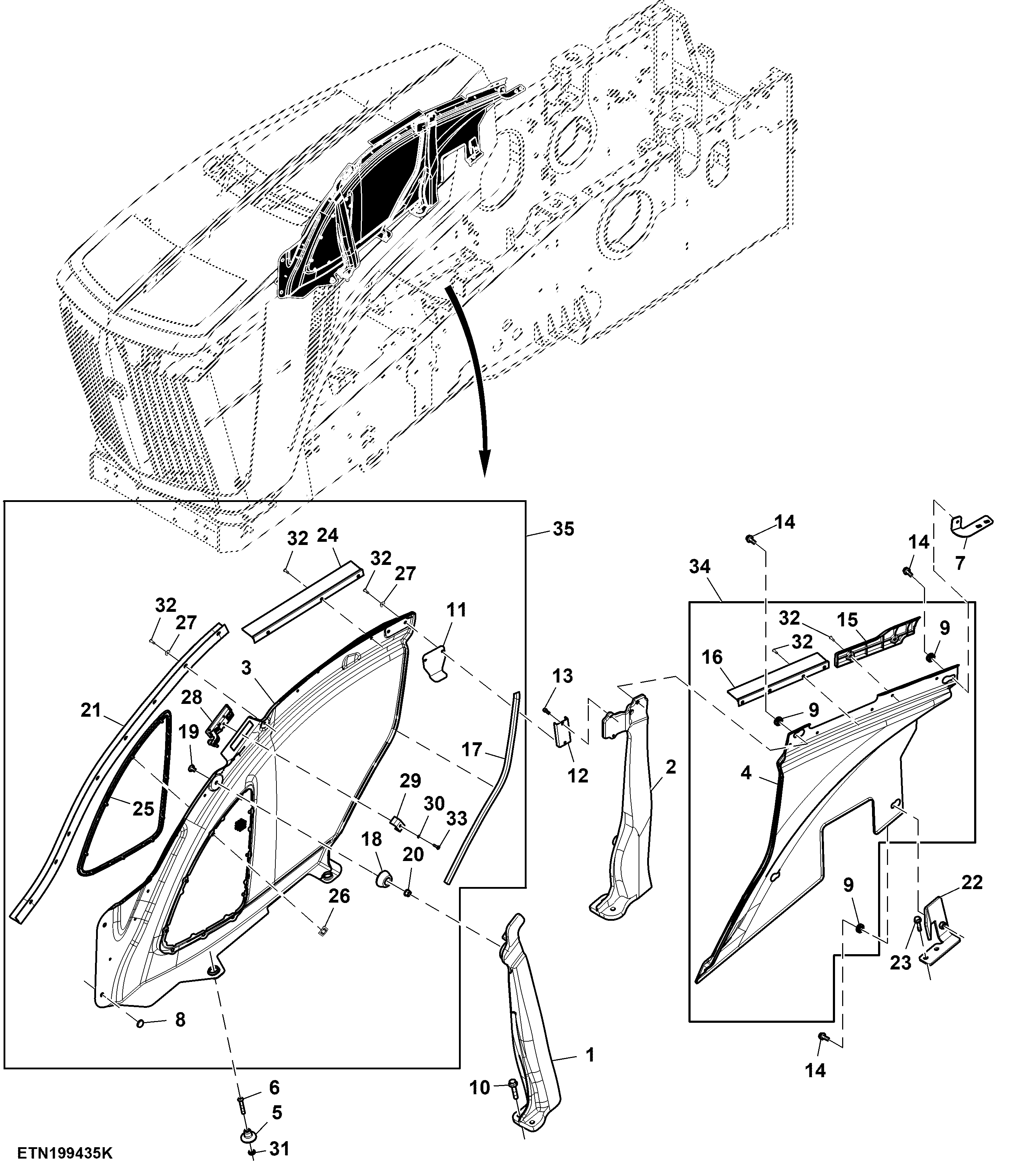 Engine Side Cover, 13.5 L FT4 Engine, RH (919001 - )