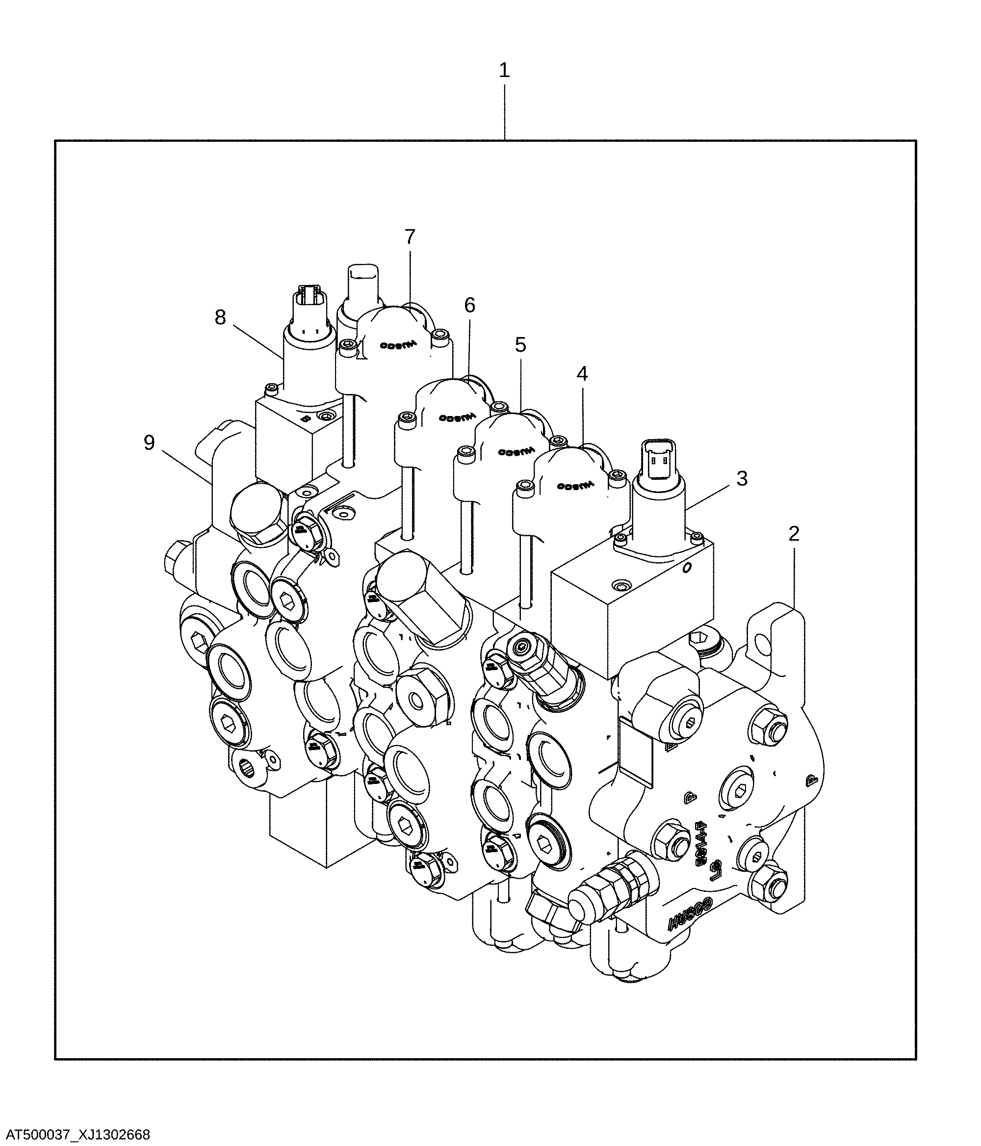 Backhoe, Six Function Pilot Control Valve with Extension and Selective Flow
