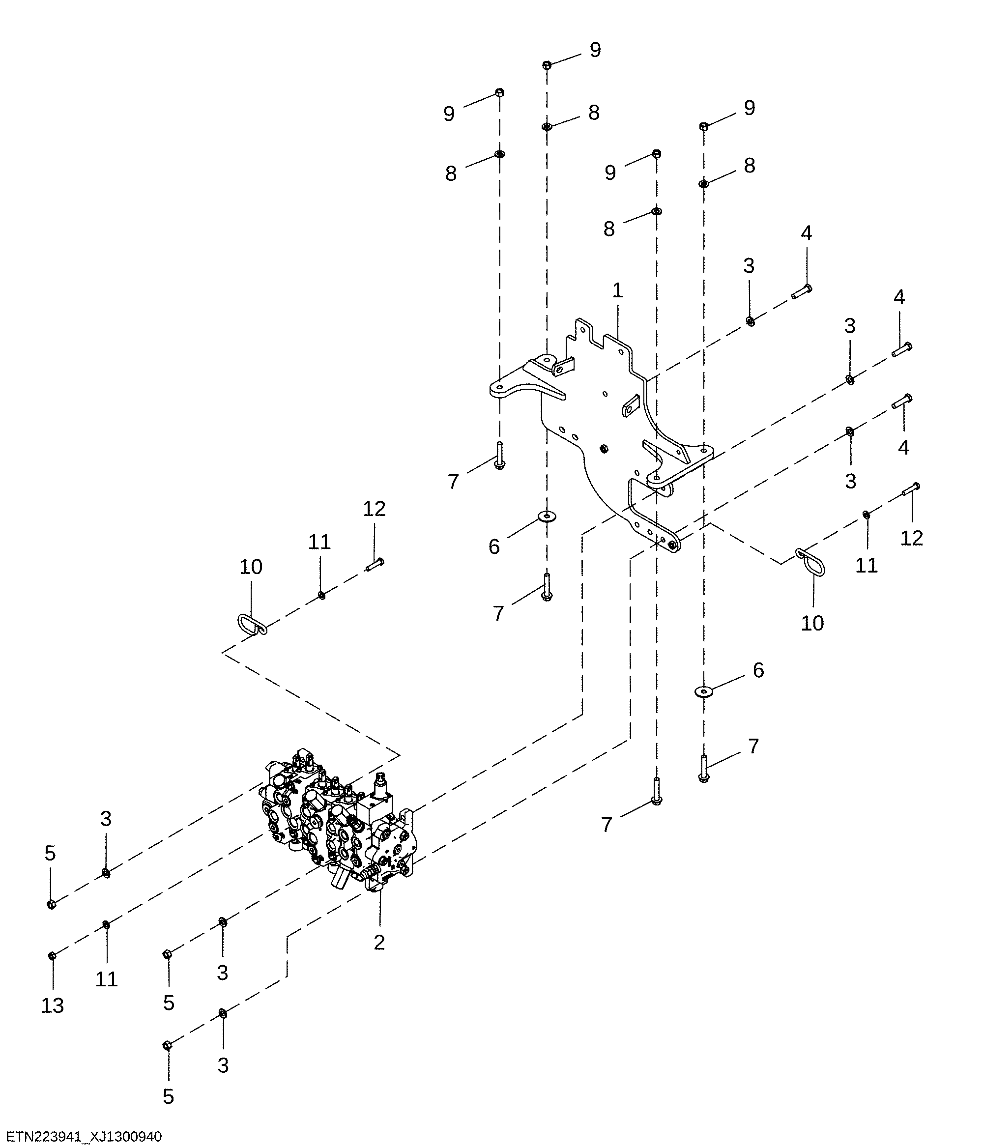 Backhoe Valve, Seven Function Manual with Extension, Select Flow, and Auxiliary