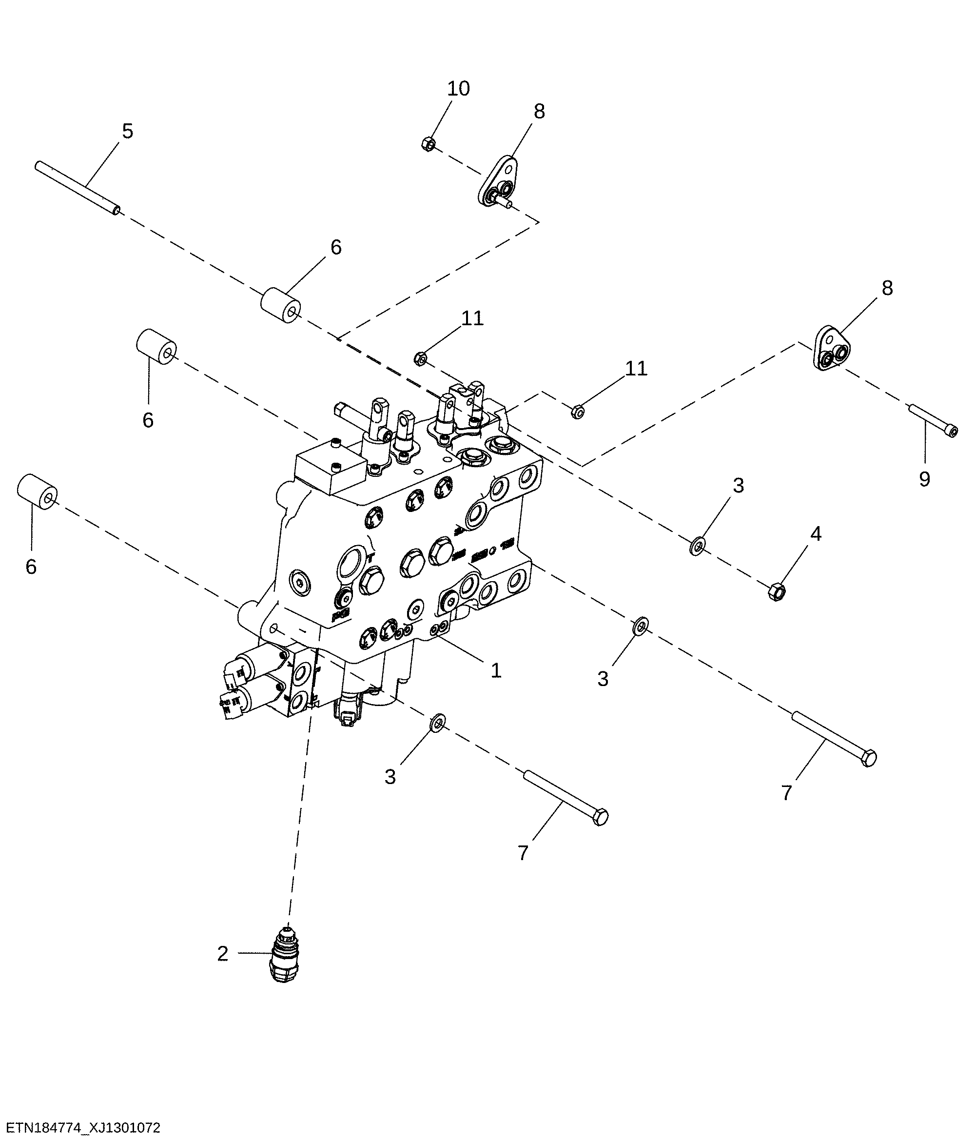 Loader and Stabilizer Valve, Five Function with Electrohydraulic Auxiliary