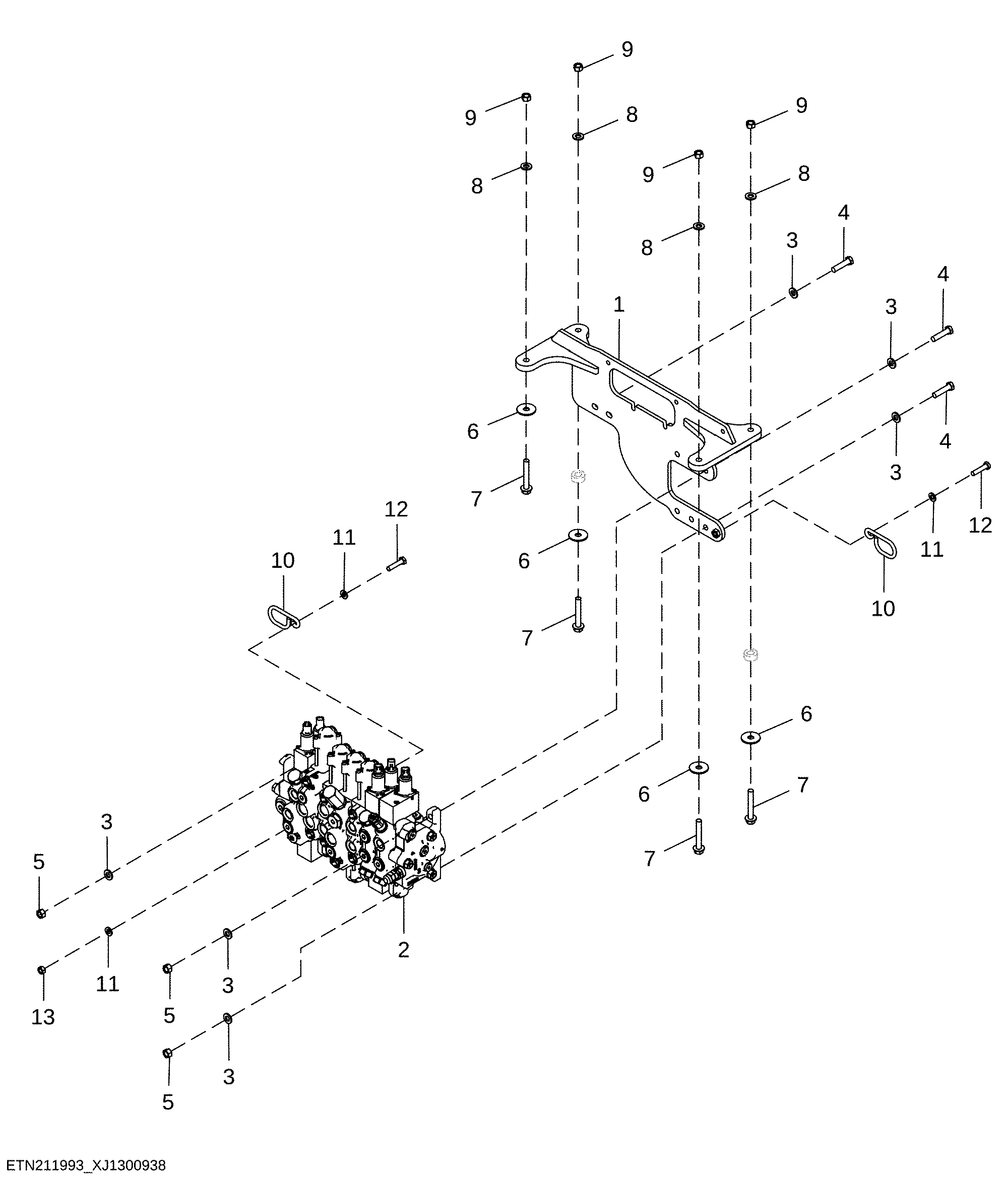 Backhoe Valve, Seven Function Pilot with Extendable Dipperstick and Select Flow