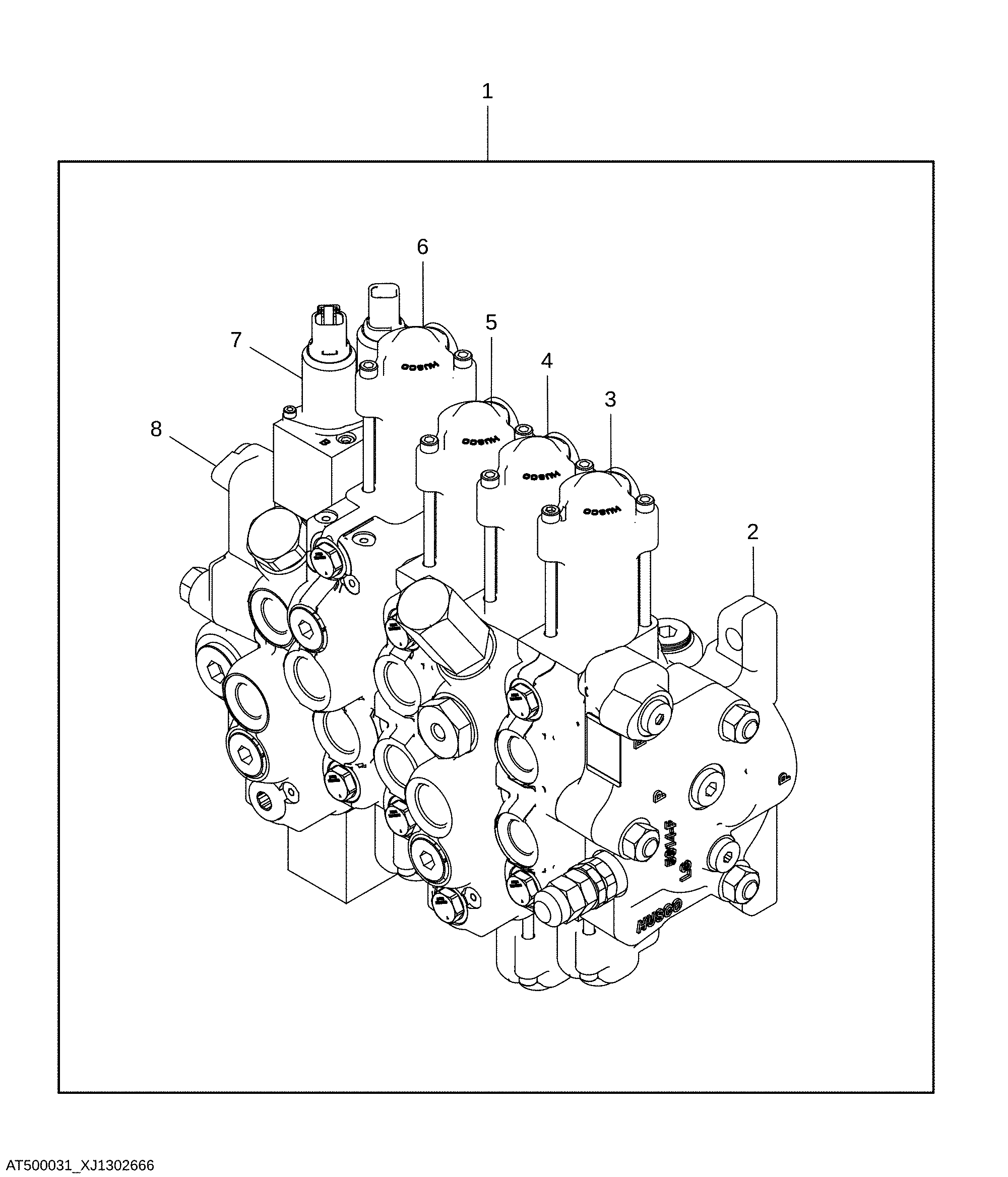 Backhoe, Five Function Pilot Control Valve with Extension
