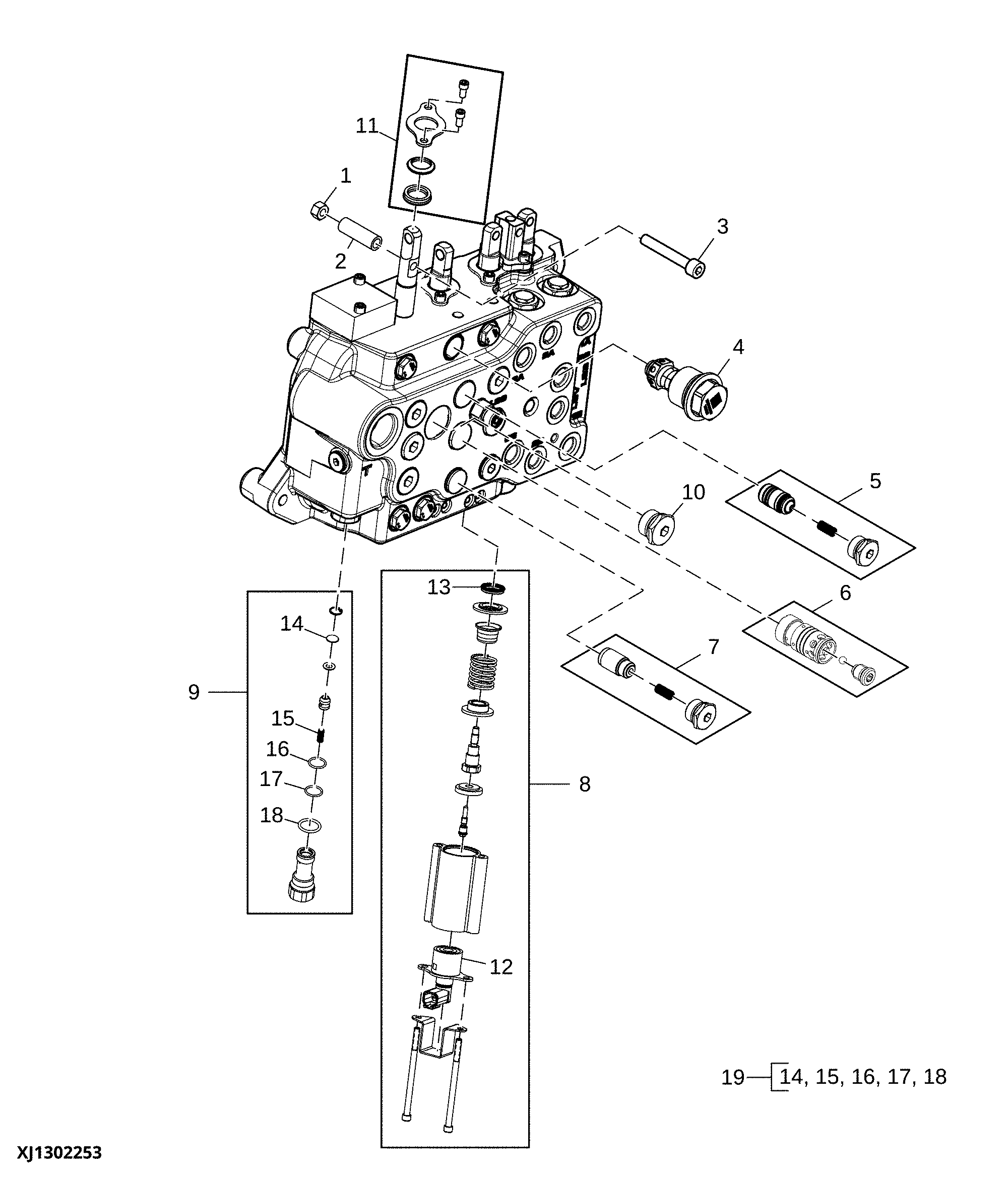 Bucket Valve Circuit, Loader Five Function Valve