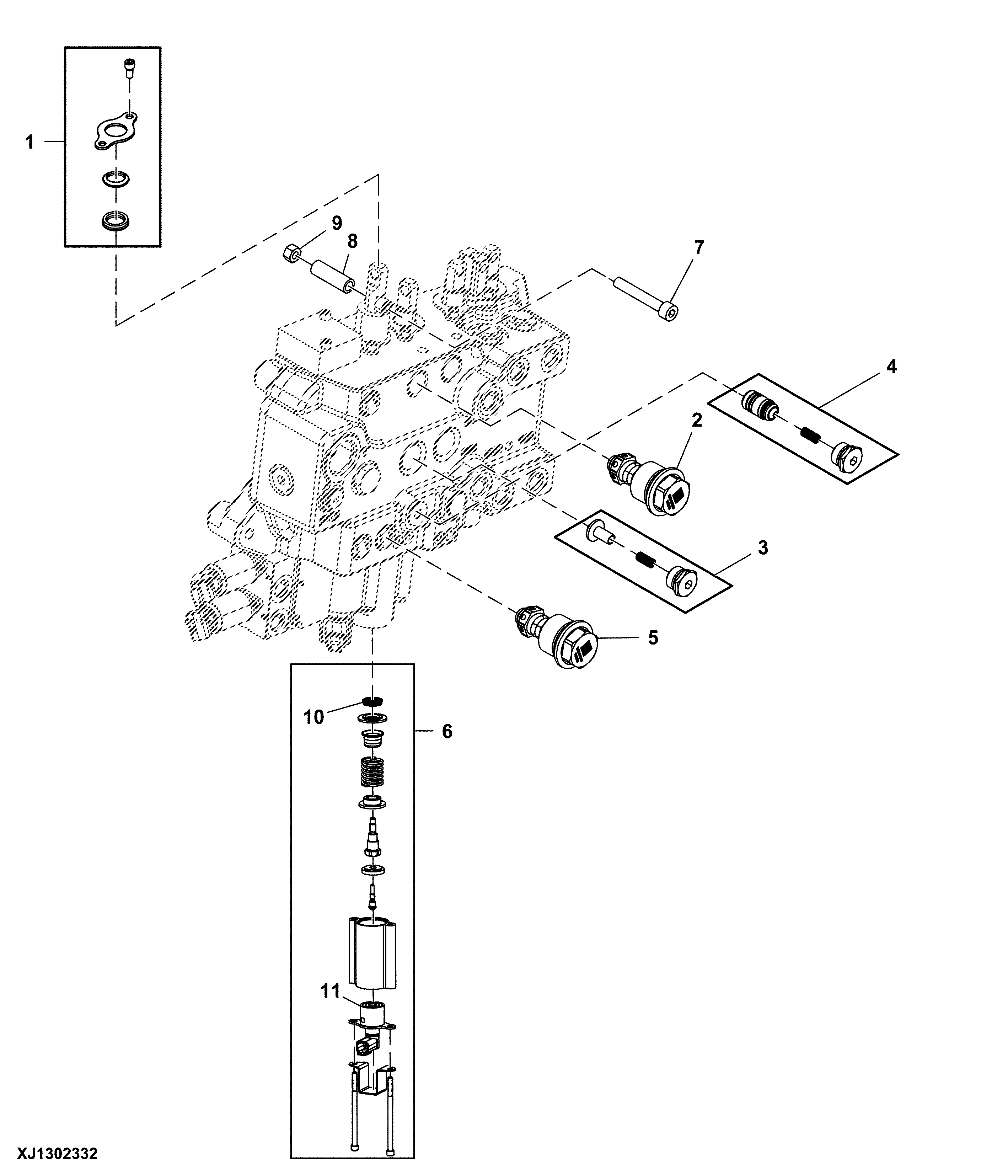 Bucket Valve Circuit, Loader Five Function Valve