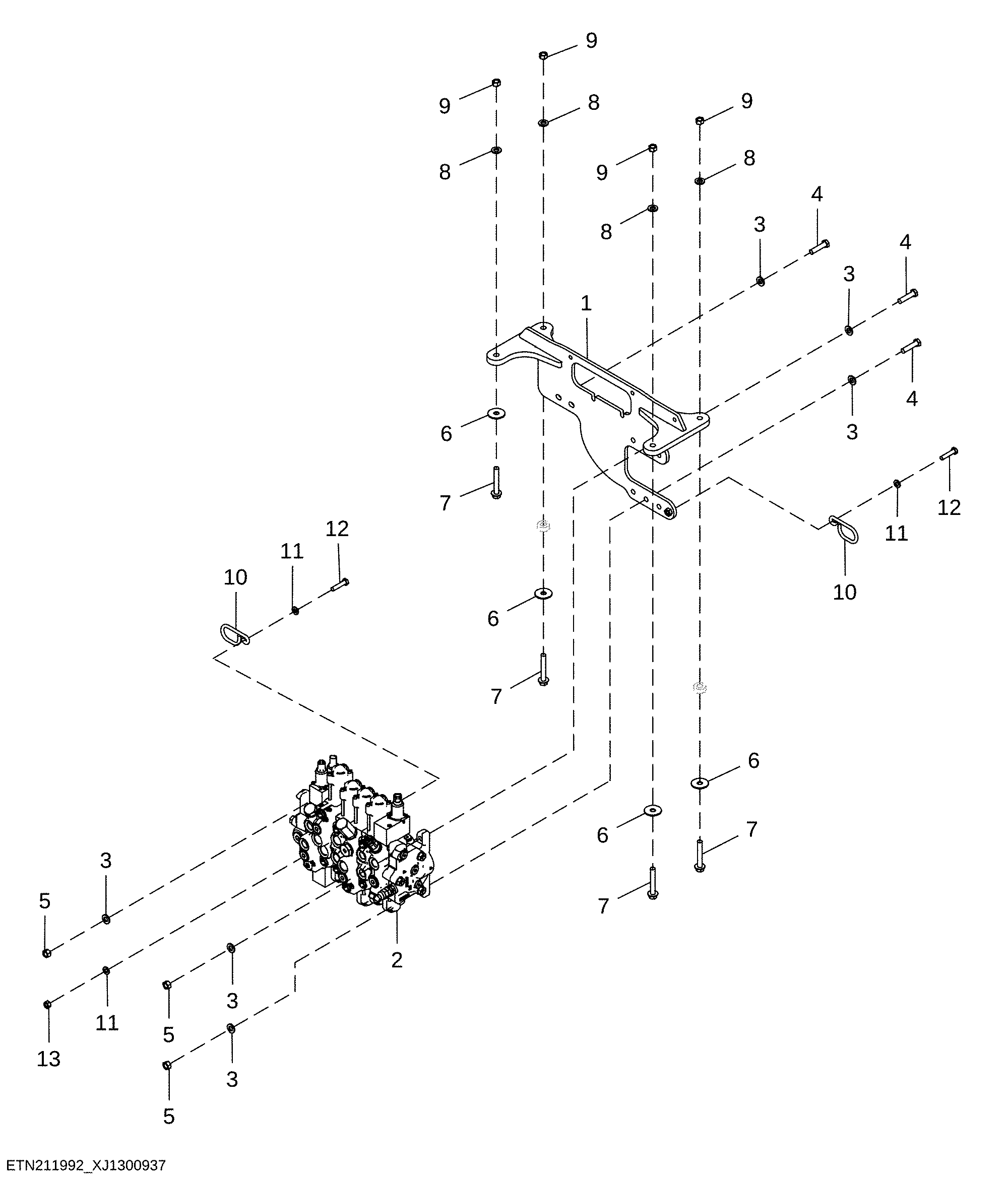Backhoe Valve, Six Function Pilot with Extendable Dipperstick and Select Flow