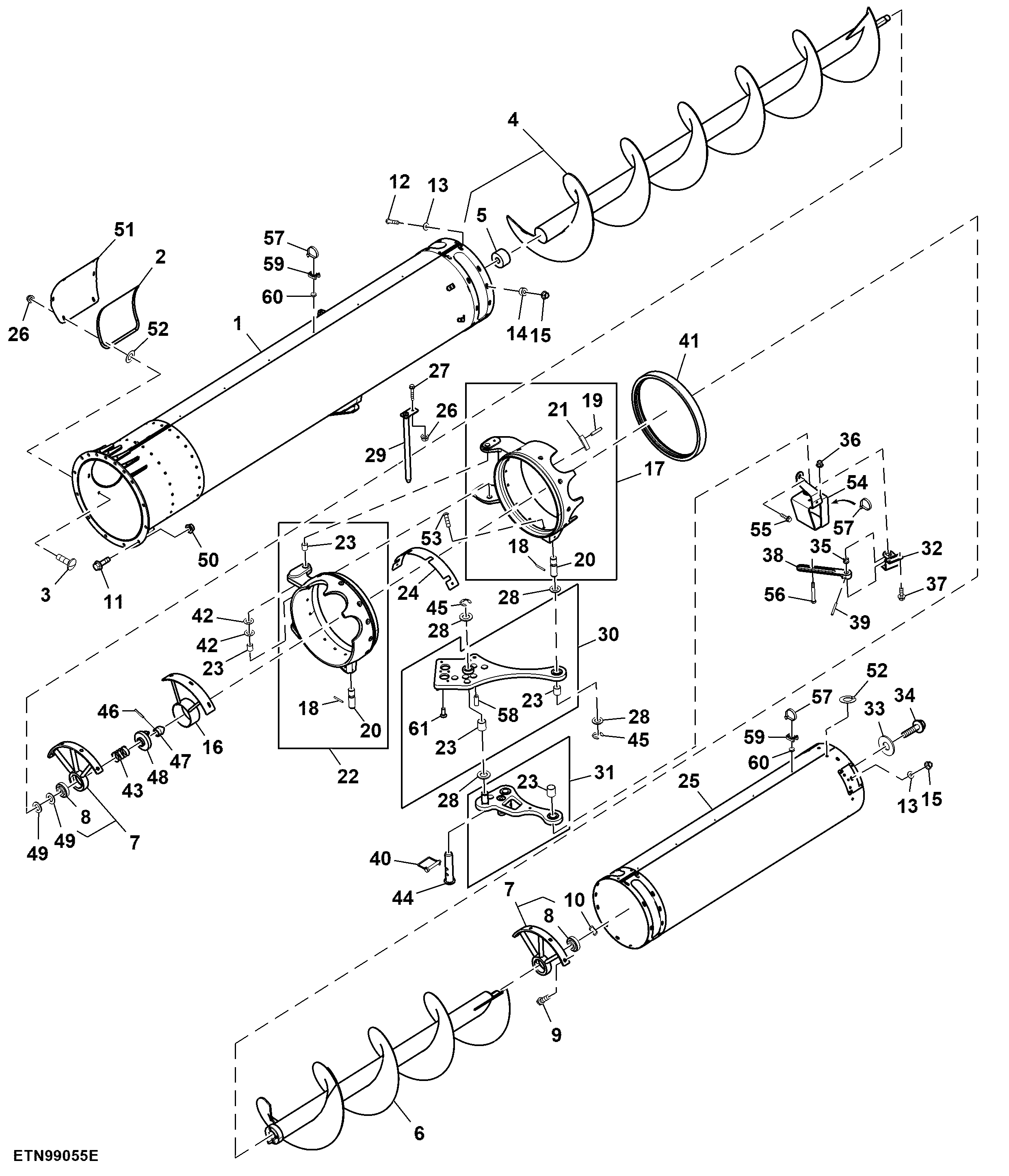 Folding Outer Unloading Auger, 6.9 m (22.5 ft)