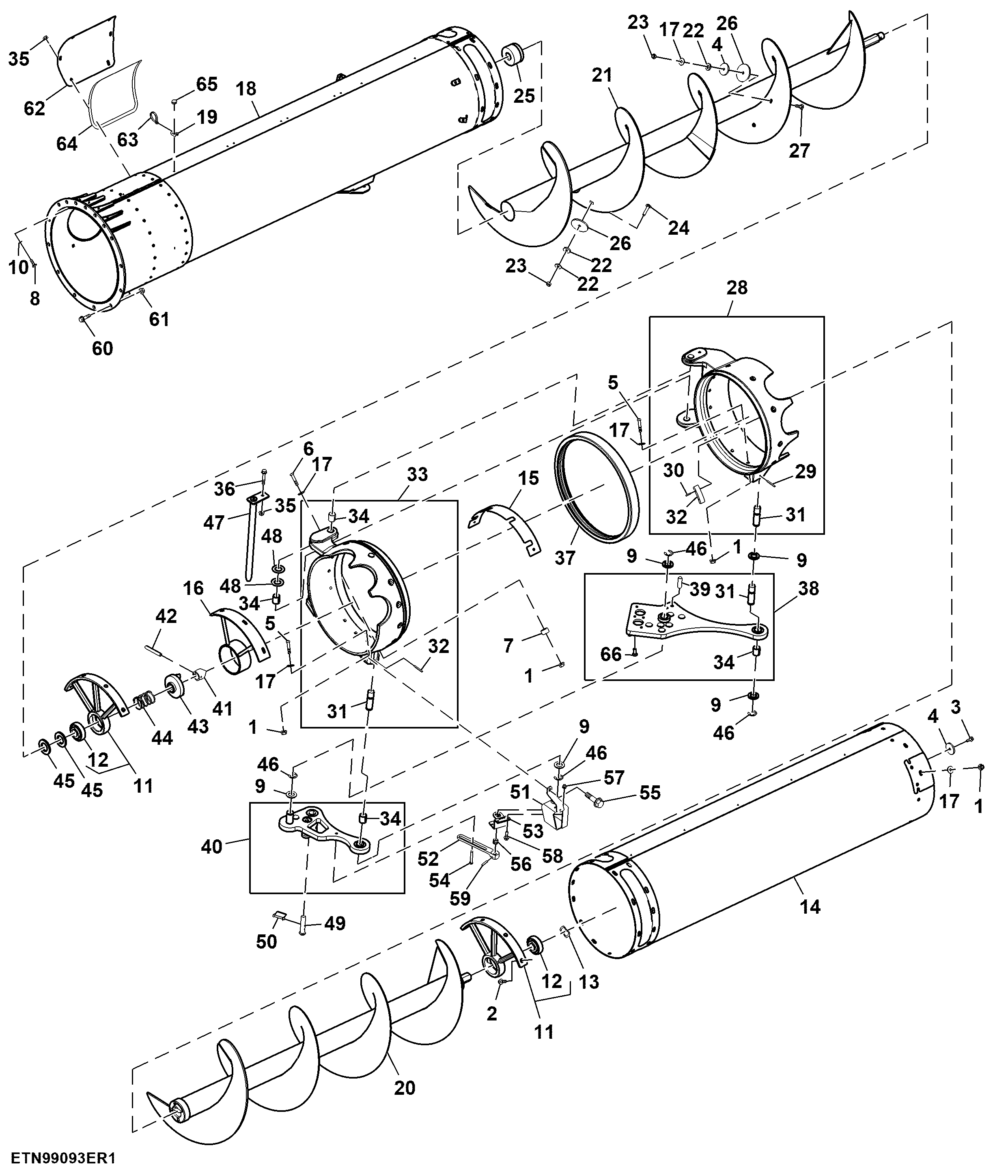 Folding Outer Unloading Augers, 7.9 m (26 ft)