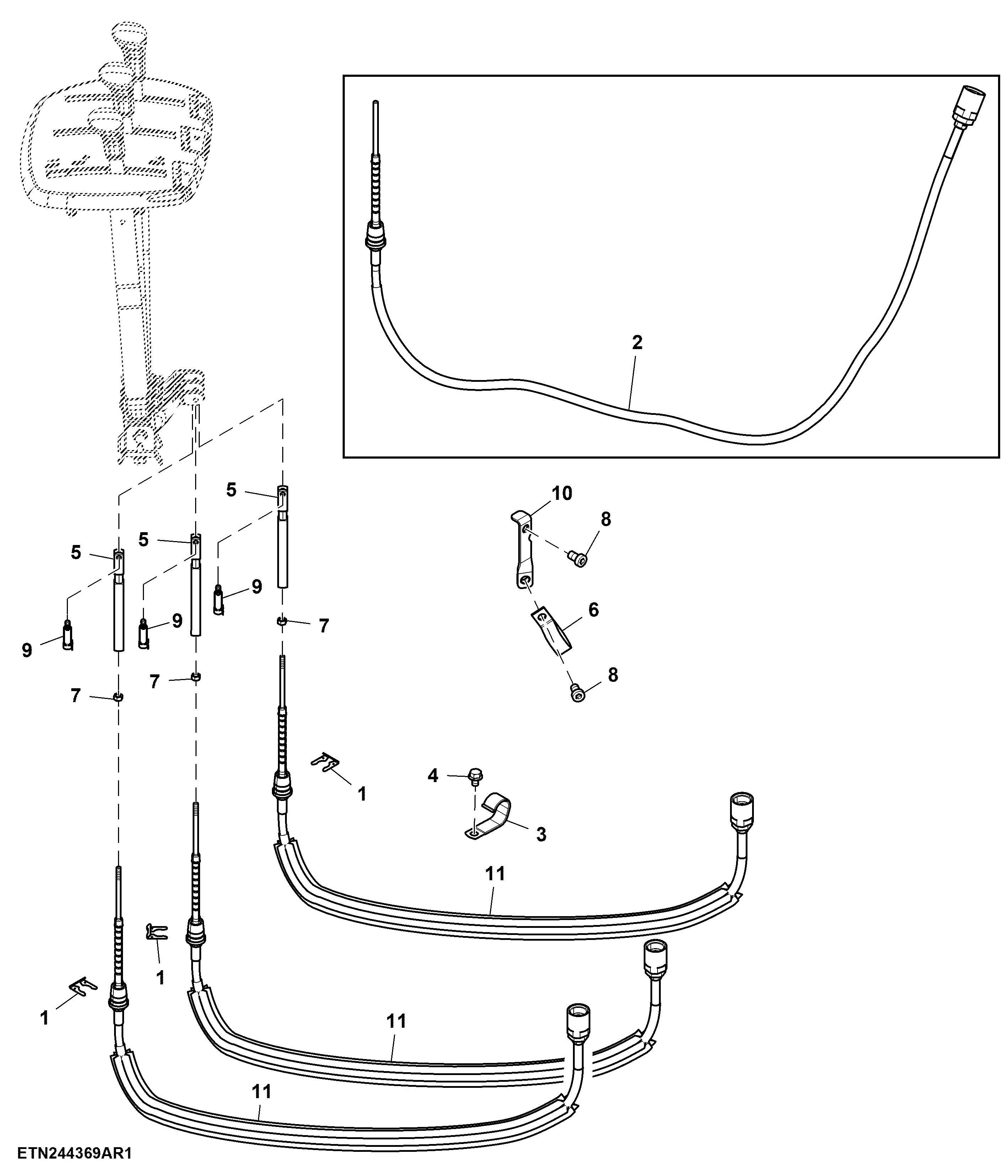 Cable, Lever, Selective Control Valve, 1st, 2nd, 3rd