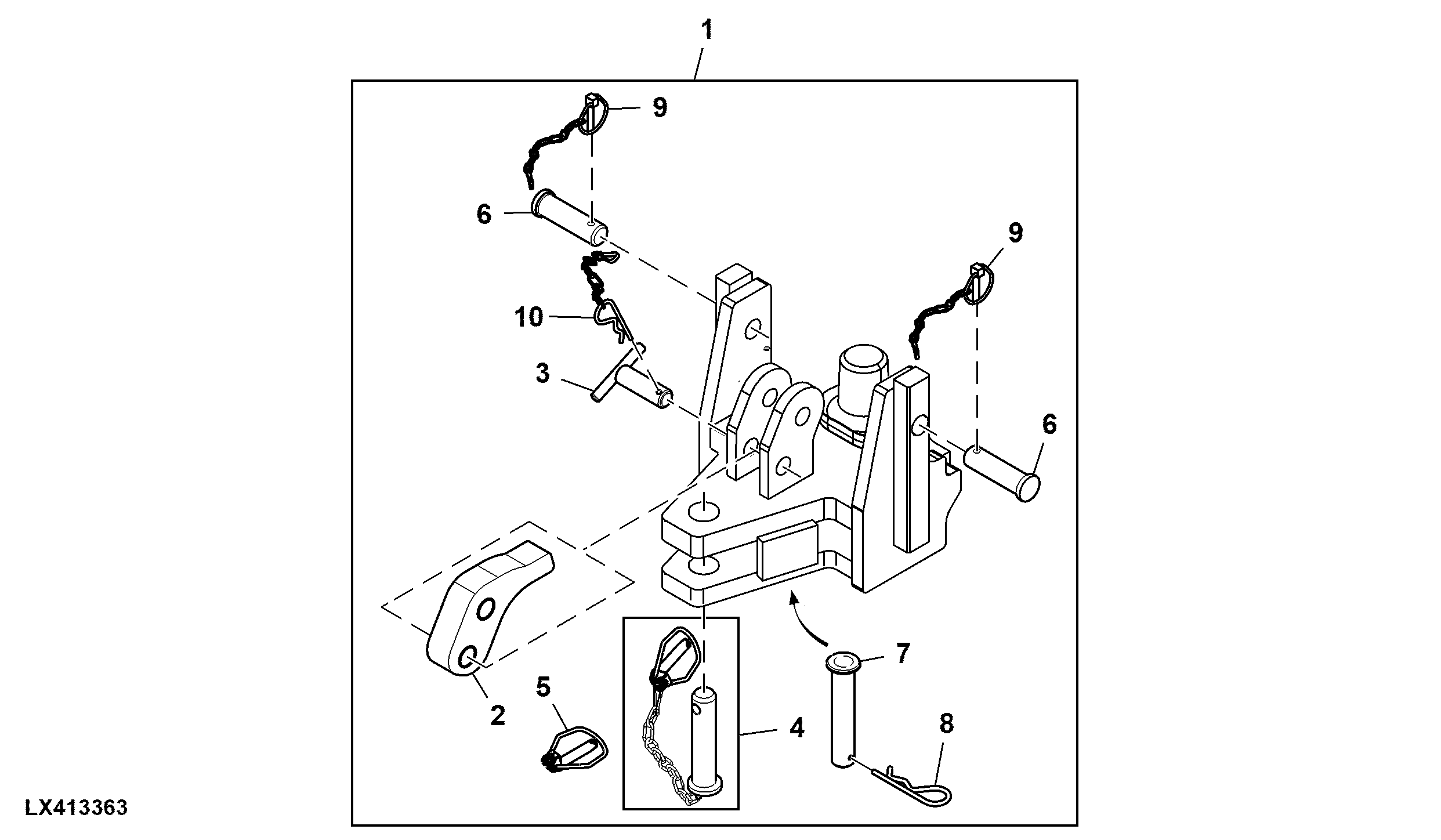 Support, Drawbar, Piton Type, Sliding Version