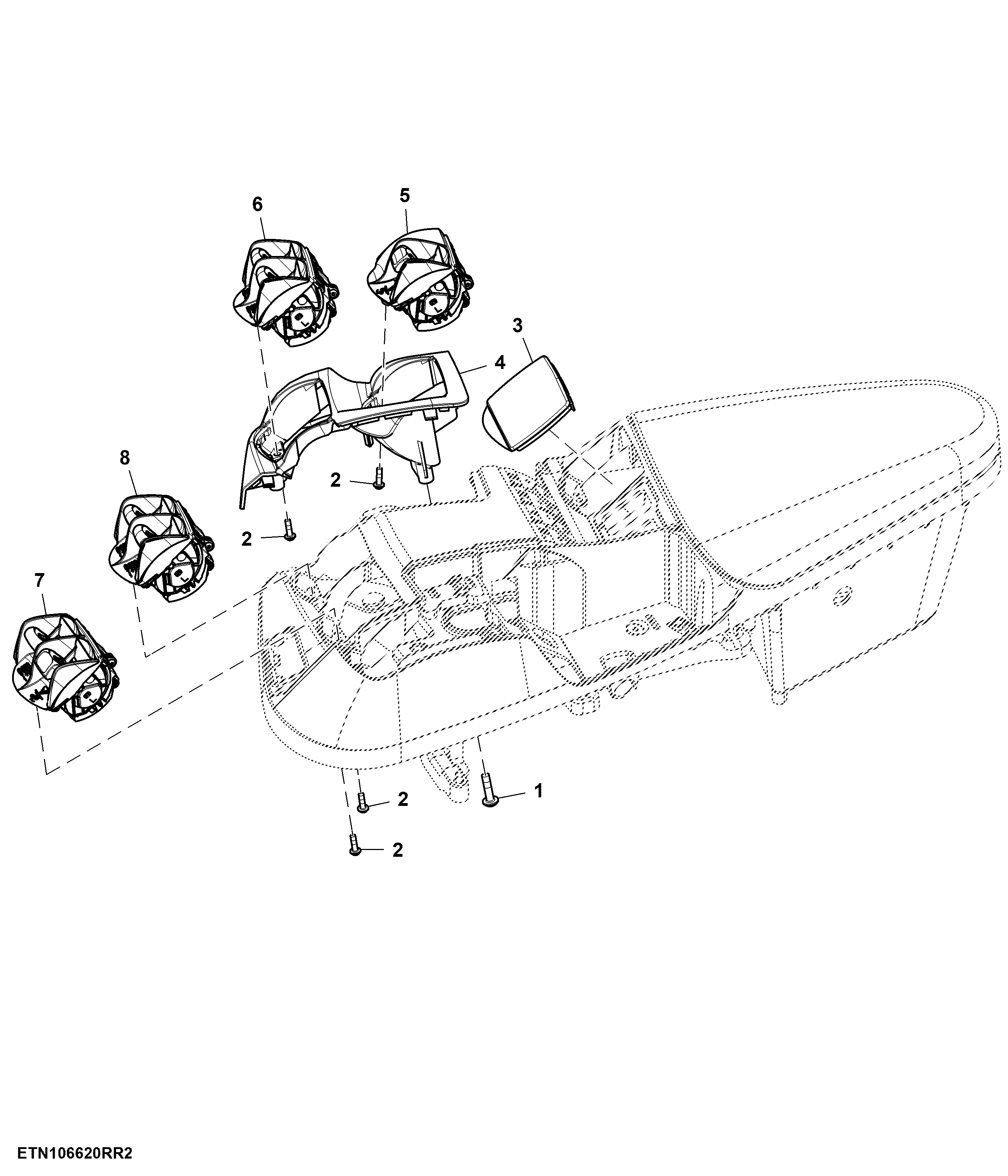Control, Rear Hitch and 5 Rear SCV, W/ Front Hitch, W/O Multi-Function Lever, CommandARM™