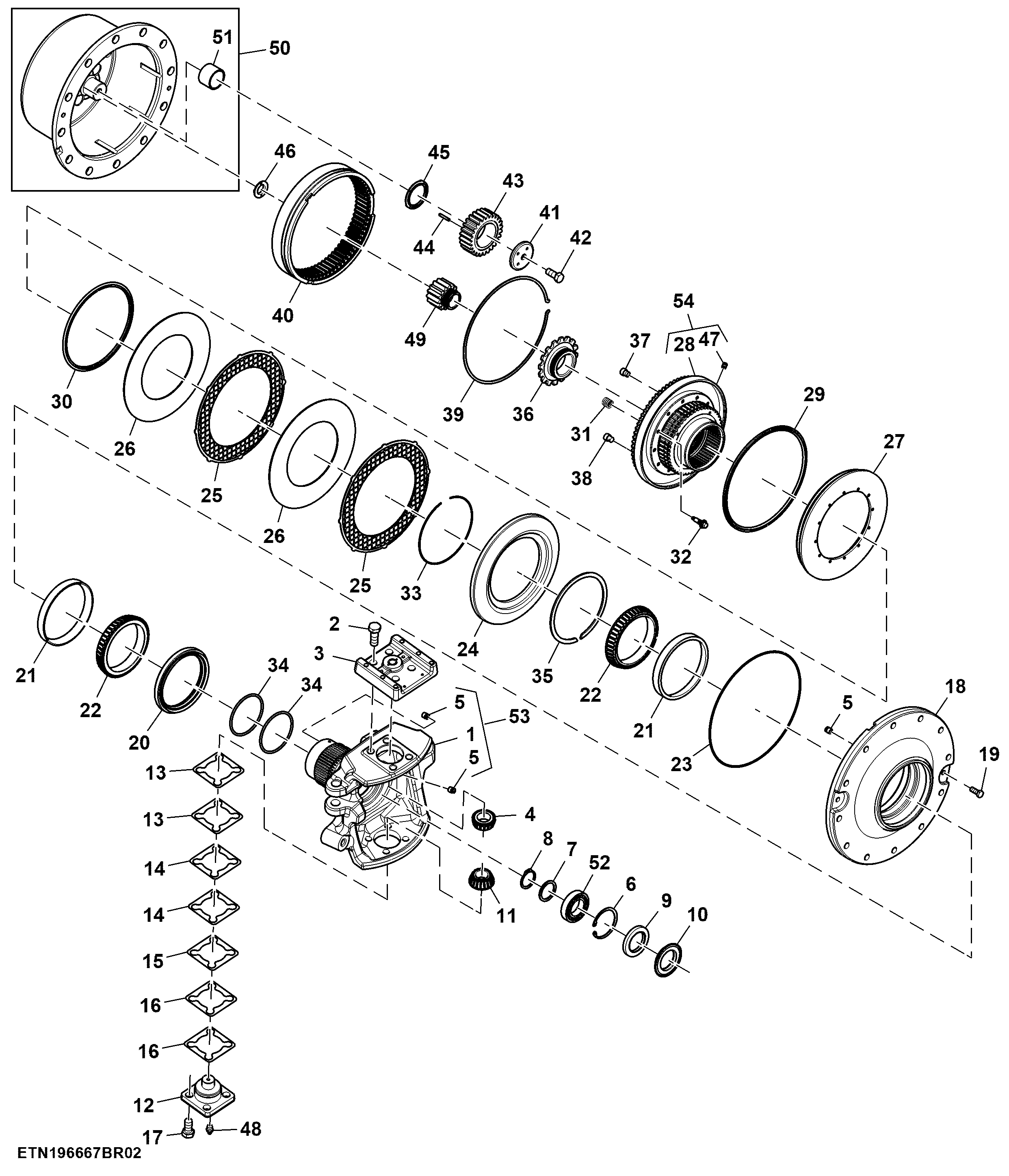 Final Drive Assembly, Front Axle, Heavy Duty, W/ Brake (LH Illustrated)