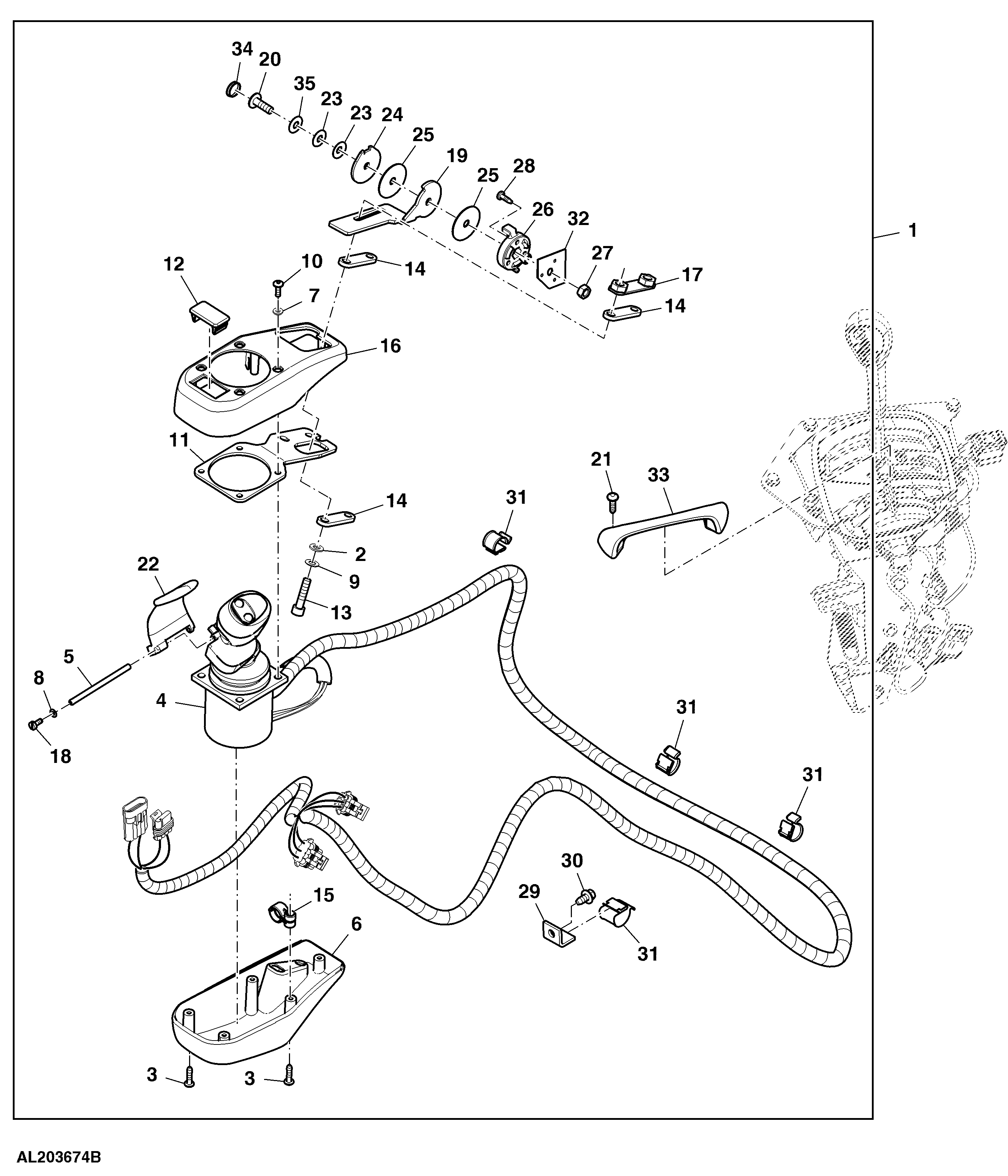 Multi Function Lever, Armrest Integrated, W/ EPQT, W/ Gear Shifting, Attachment