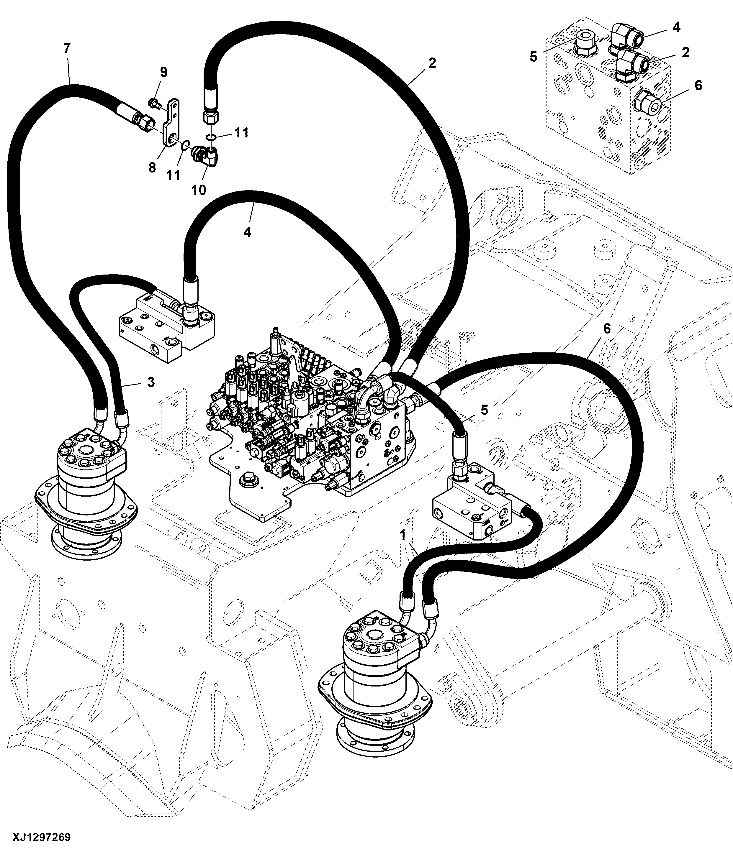 Fixed Feed Manifold and Feed Arm Motor Hoses